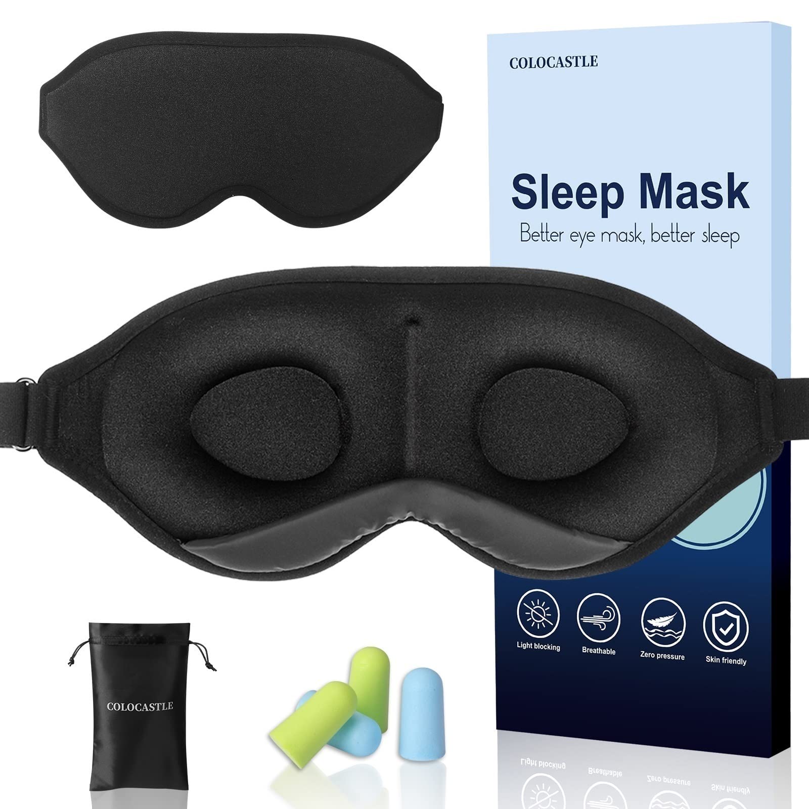 Antifaz para dormir para mujeres y hombres, hecha de seda 100% agradable para la piel, que bloquea la luz, suave, cómoda y con correas ajustables, Antifaz para dormir para viajes, siestas