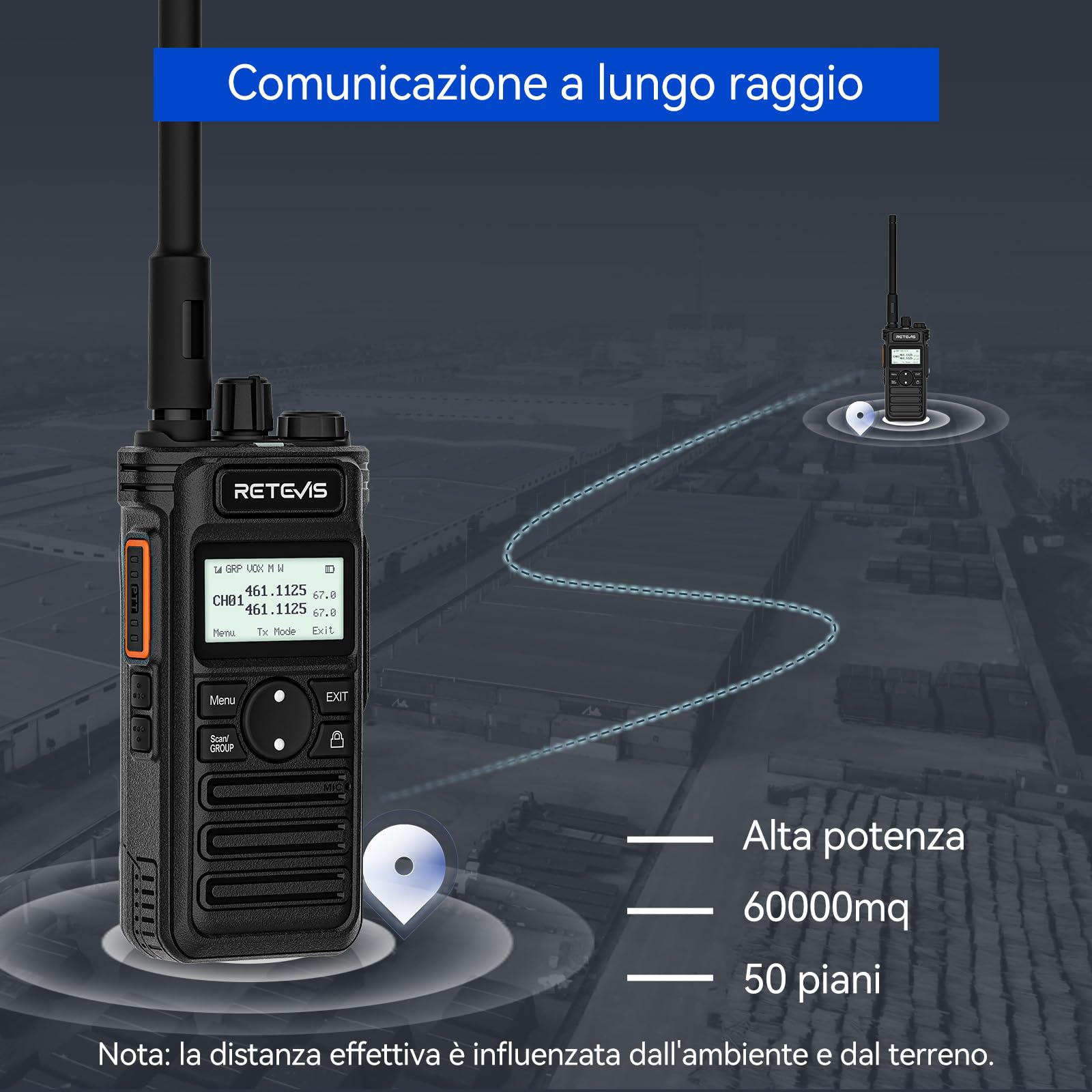 Retevis RT86S Ricetrasmittenti Professionali, Walkie-Talkie a Lungo Raggio con LCD di Facile Lettura,Torcia a LED, Tipo C 2600mAh Walkie Talkie Ricaricabili per Adulti, Logistica (Nero, 1 Pz)