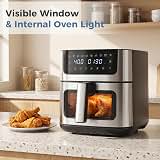 DUMOS 6.34QT Air Fryer, Airfryer 8-in-1 with Viewing Window, Digital Touchscreen, 400°F Rapid Air Circulation, 1-90 Min Timer, Stainless Steel, Nonstick Dishwasher-Safe Basket, Black — image 5