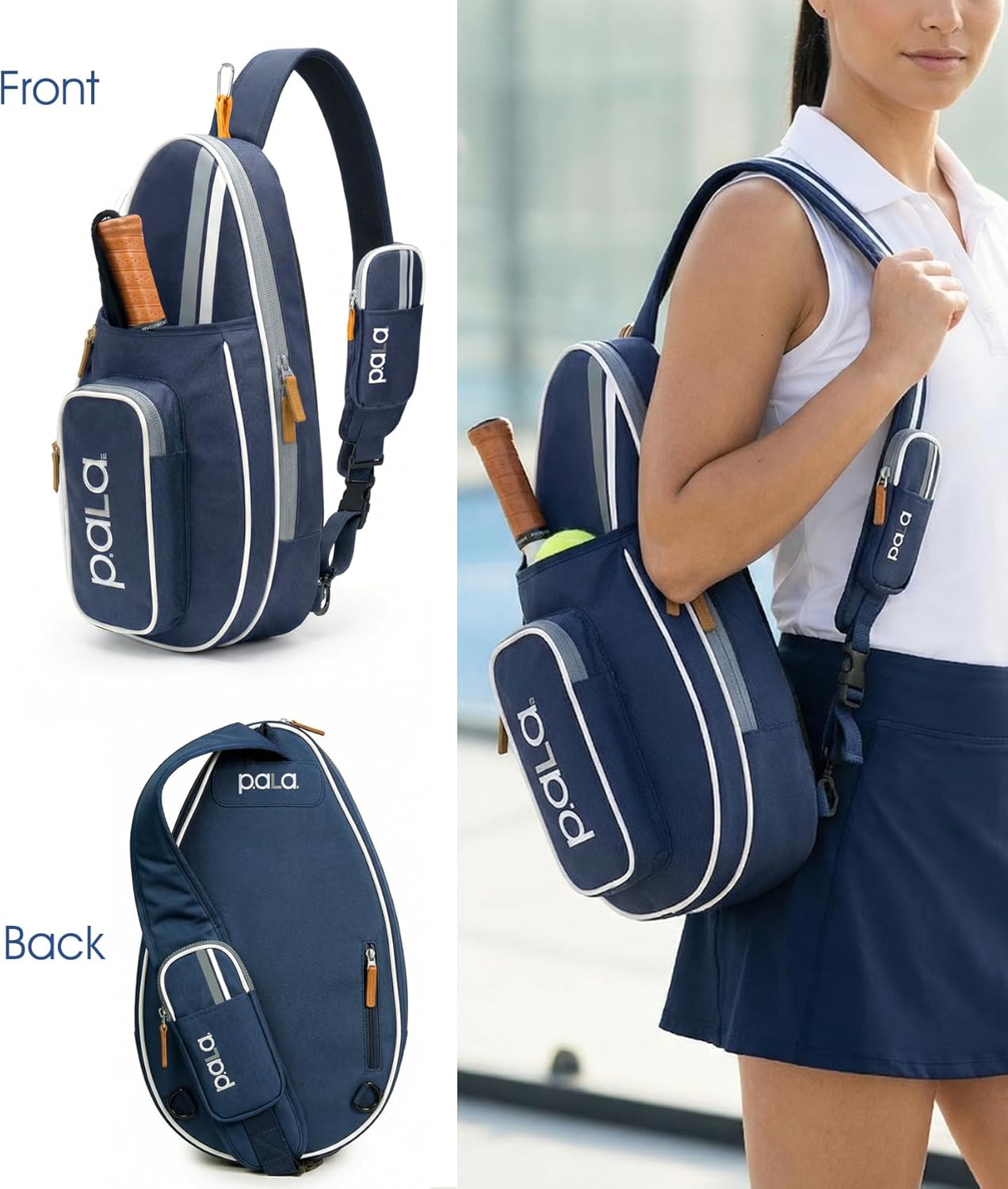 P.ala Multi-Sport Crossbody Padel Bag – Fits 2 Padel Rackets, Lightweight 2.07 lb, Fence Hook, 13” Device Sleeve, Compact Racket Bag for Padel, Tennis & Pickleball