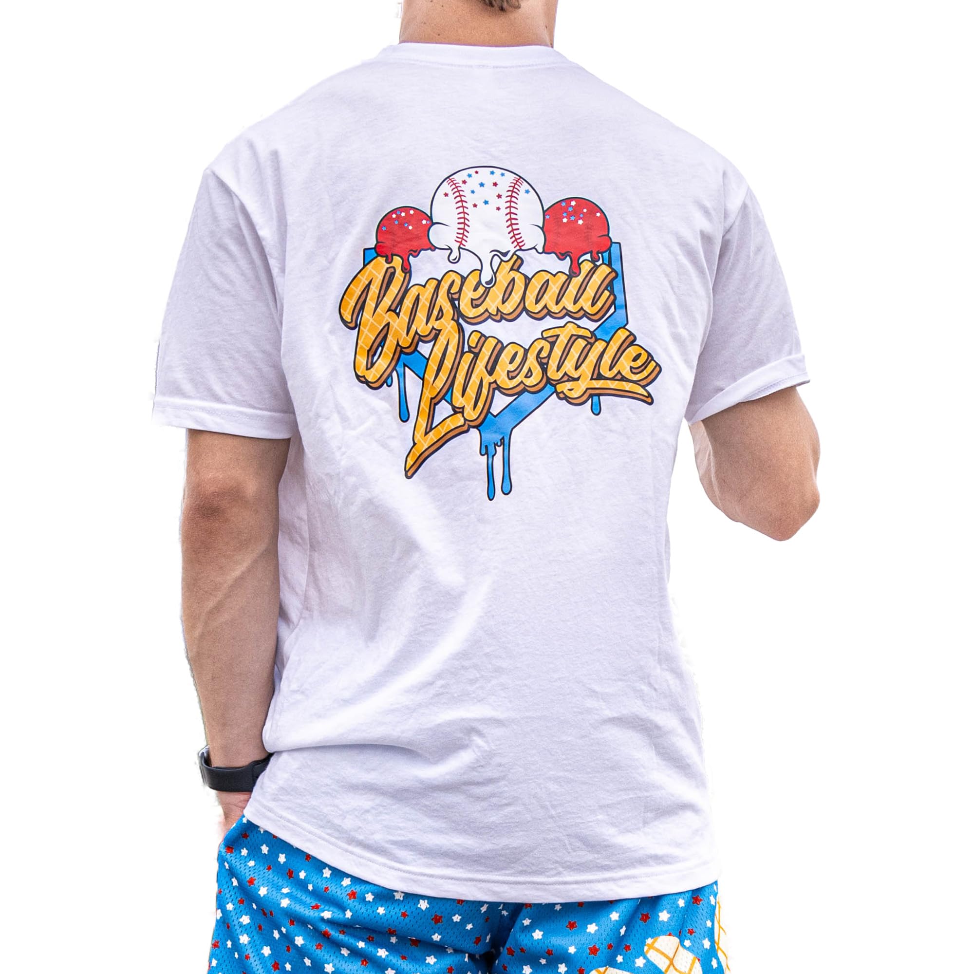 BL101 Adult Ice Cream Baseball Graphic Tee for Men - USA, S