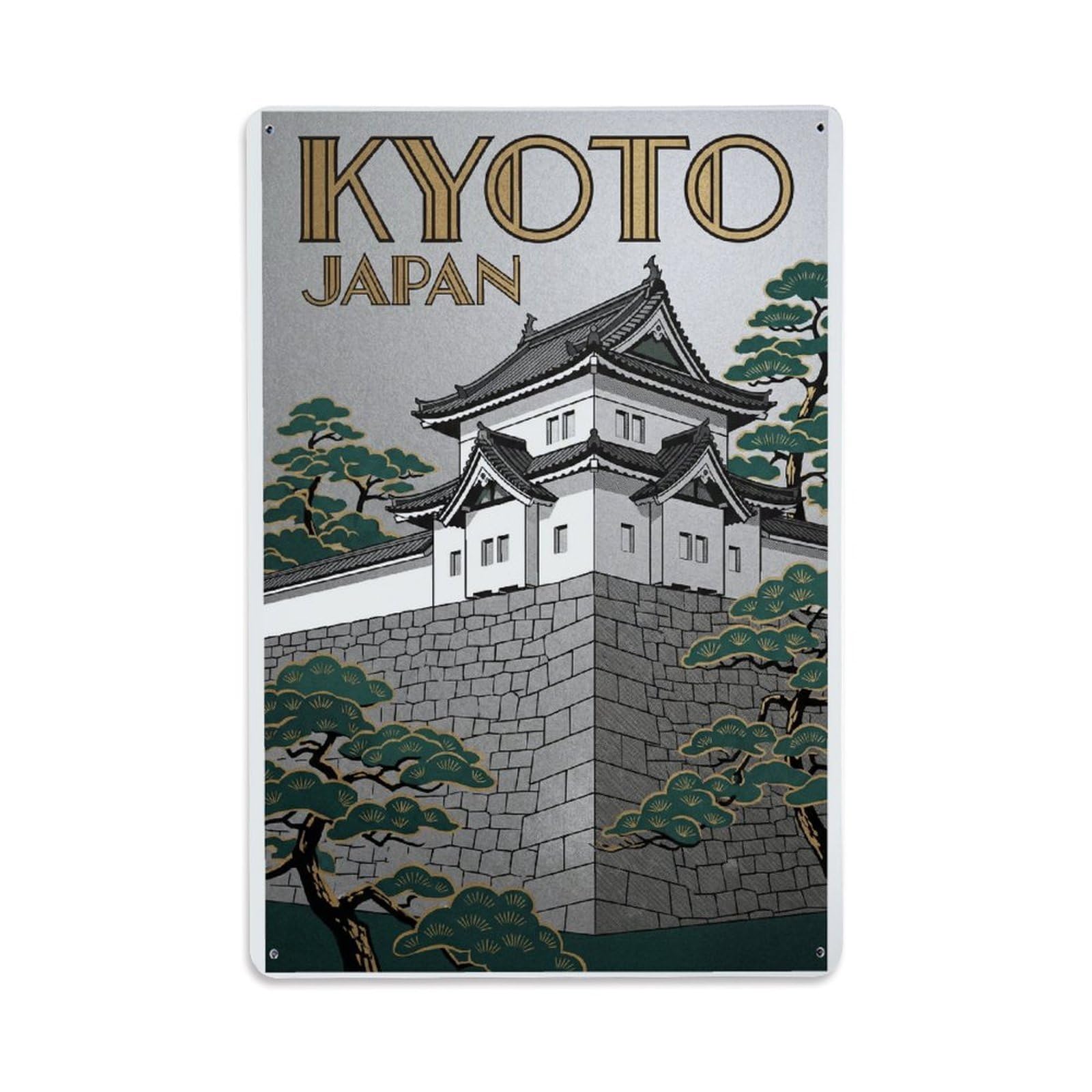 Gead 8X12inch Style Vintage Travel Kyoto Japan Nijo Metal Tin Sign