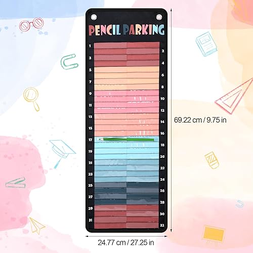 Vista 36 de Sabary Organizador de lápices para estacionamiento, organizador de lápices, tela de nailon con ojales y tira magnética para niños, profesores