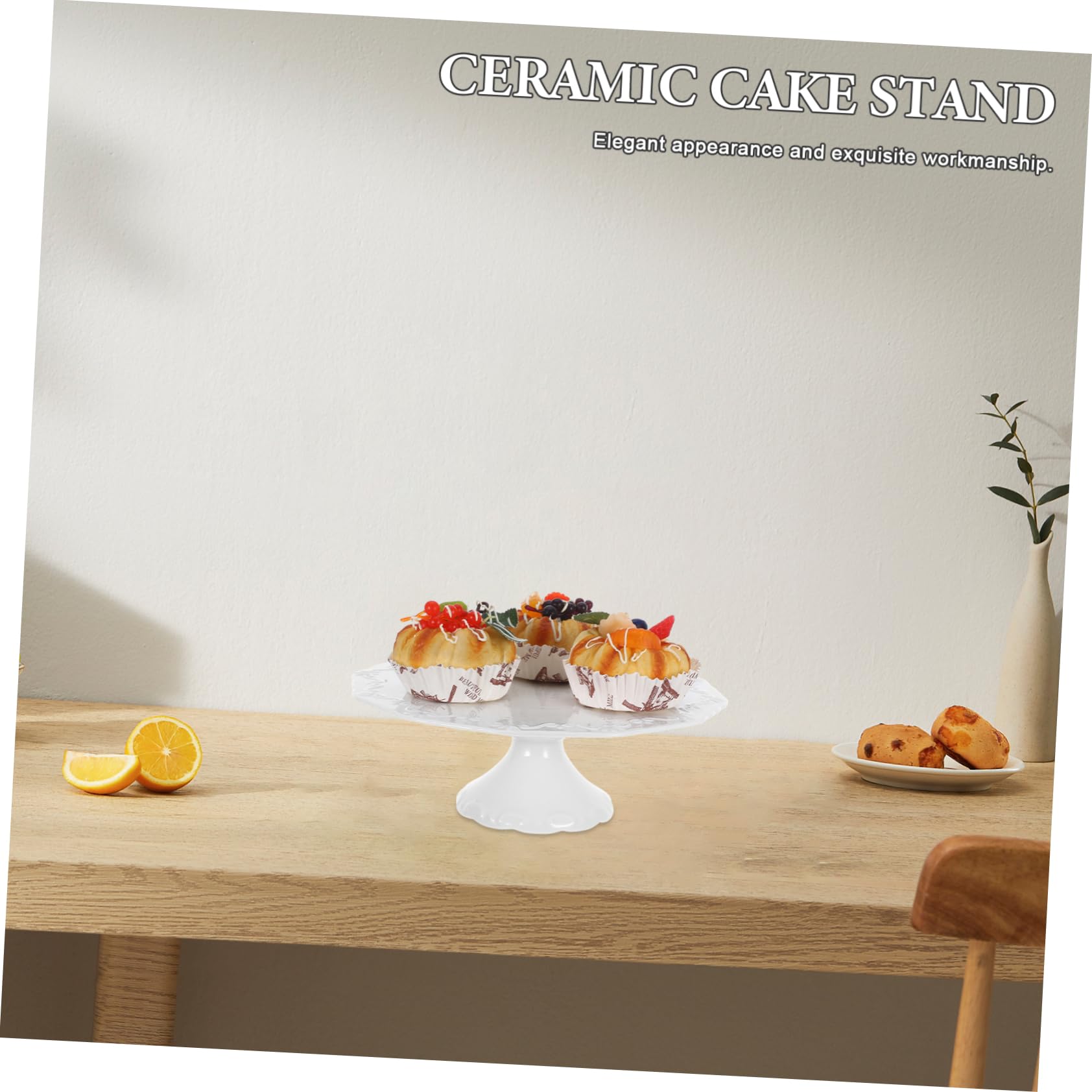 Gatuida Cake Stand in Ceramica Bianco, Supporto Dessert Elegante