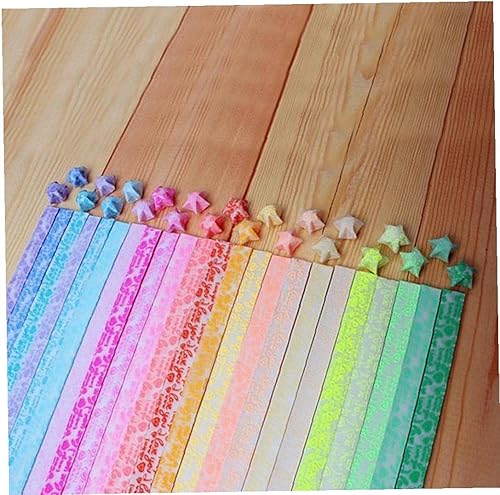 Miniatura 6 de 30 piezas de papel luminoso de estrella de la suerte, papel plegable para manualidades, papel de origami, regalo para amigos (color al azar)