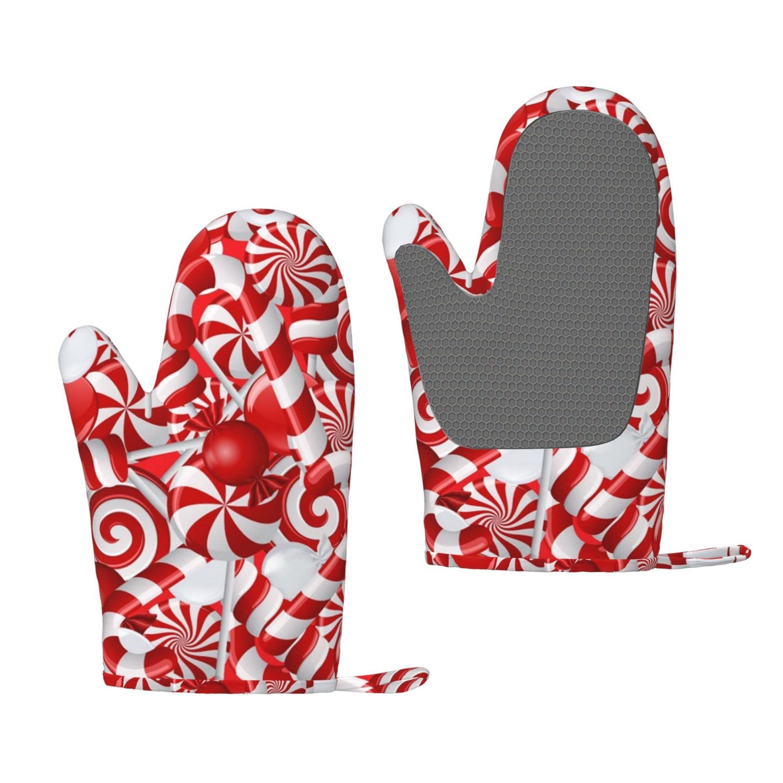 Gants de four isolants Candy Canes en silicone étanche pour manipuler vos plats chauds