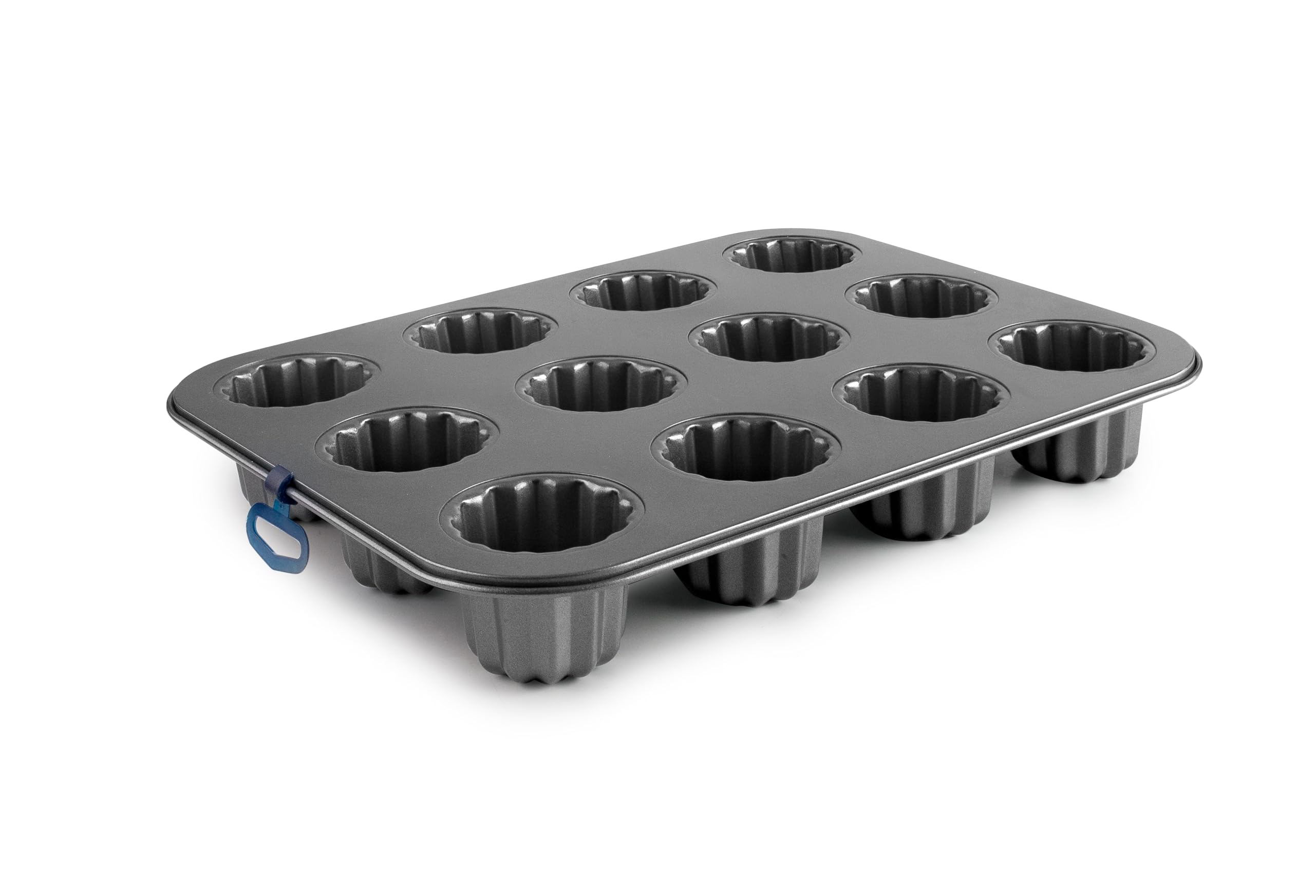 Ibili Grey - Canele Mould 12 Cavities, Sheet Steel, Pfas Free,