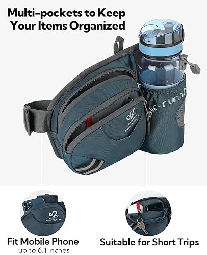 Miniatura 87 de Waterfly - Cangurera de senderismo con soporte para botella de agua para hombres y mujeres, para correr y pasear al perro, para iPhone 8 Plus, Verde