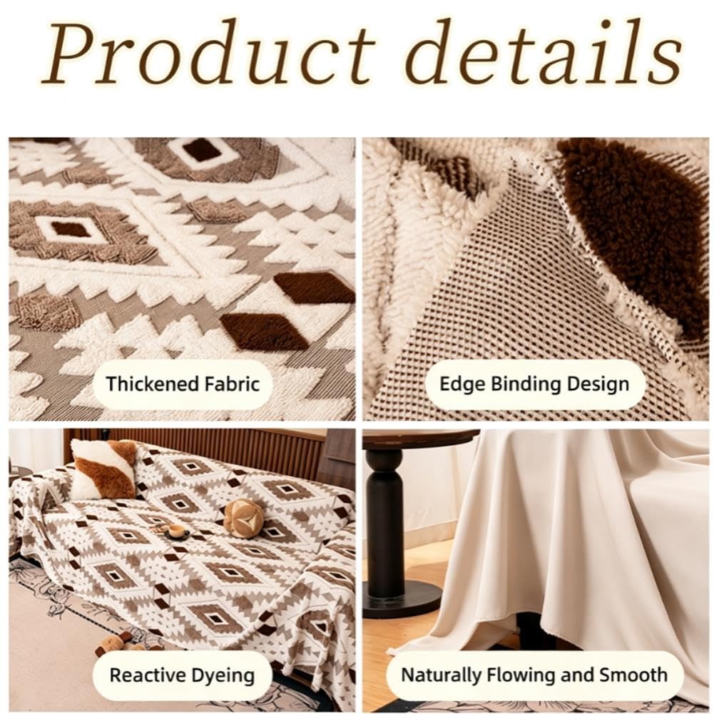 Funda de sofá de Felpa, Manta para sofá de Estilo Boho, Funda Sofa Lavable, Protector de Muebles para Perros y Mascotas(C,180x180cm)