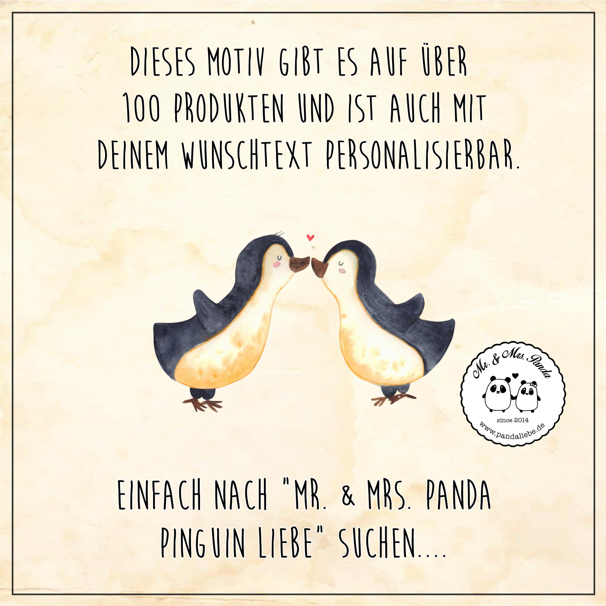 Mr. & Mrs. Panda Fußmatte personalisierbar Pinguin Liebe 40 x 60 cm - Personalisierte Geschenke, Fussmatte, Vertraut, Freundin, Pinguine, Geschenkidee, mit Namen, Geschenk, Türmatte, personalisiert