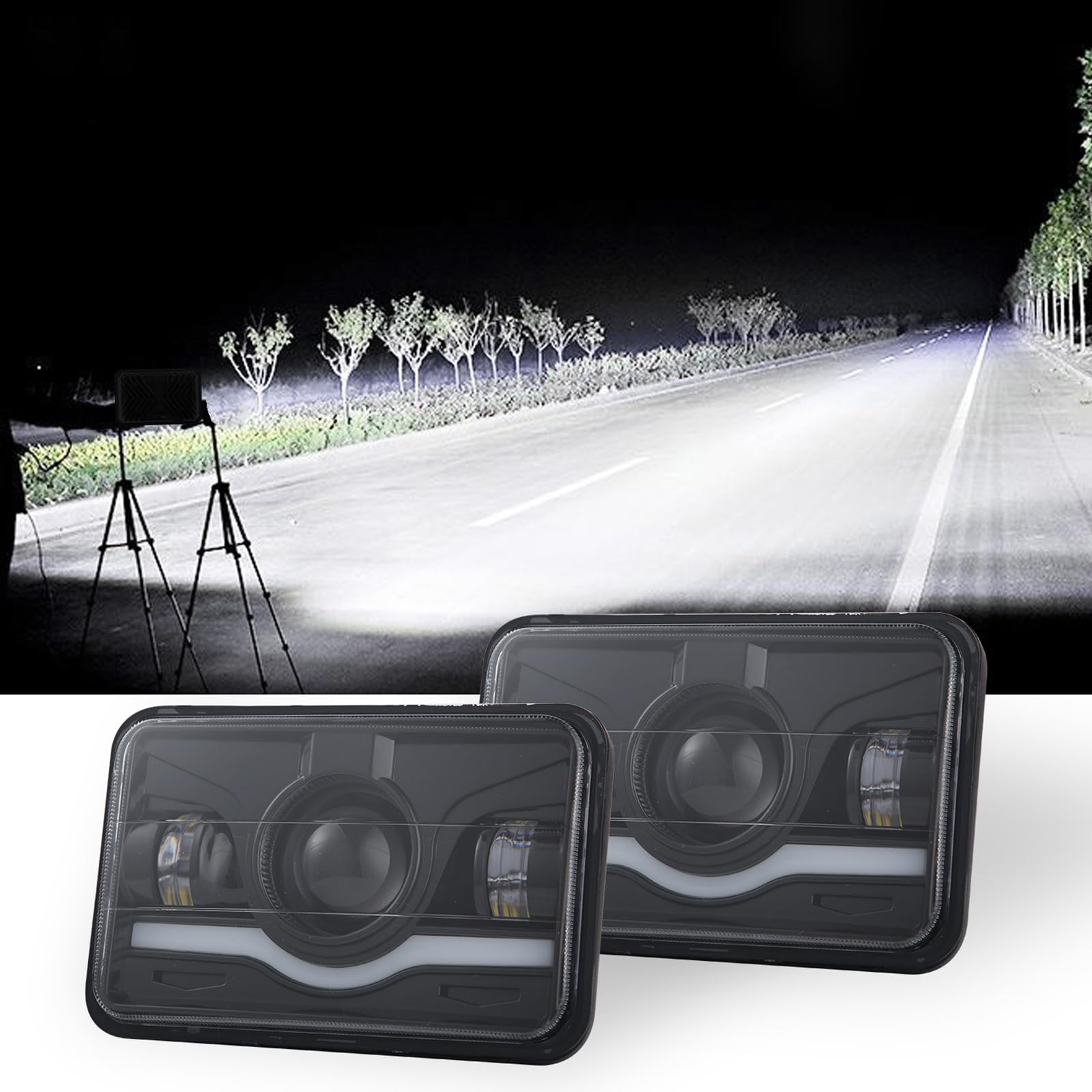 Shkalacar Fari rettangolari da 2 Pezzi, Faro LED Auto 4x6 Pollici fari rettangolari da 5 Pollici con abbaglianti e anabbaglianti DRL di Ricambio per Peterbilt Kenworth Freightliner Ford Probe