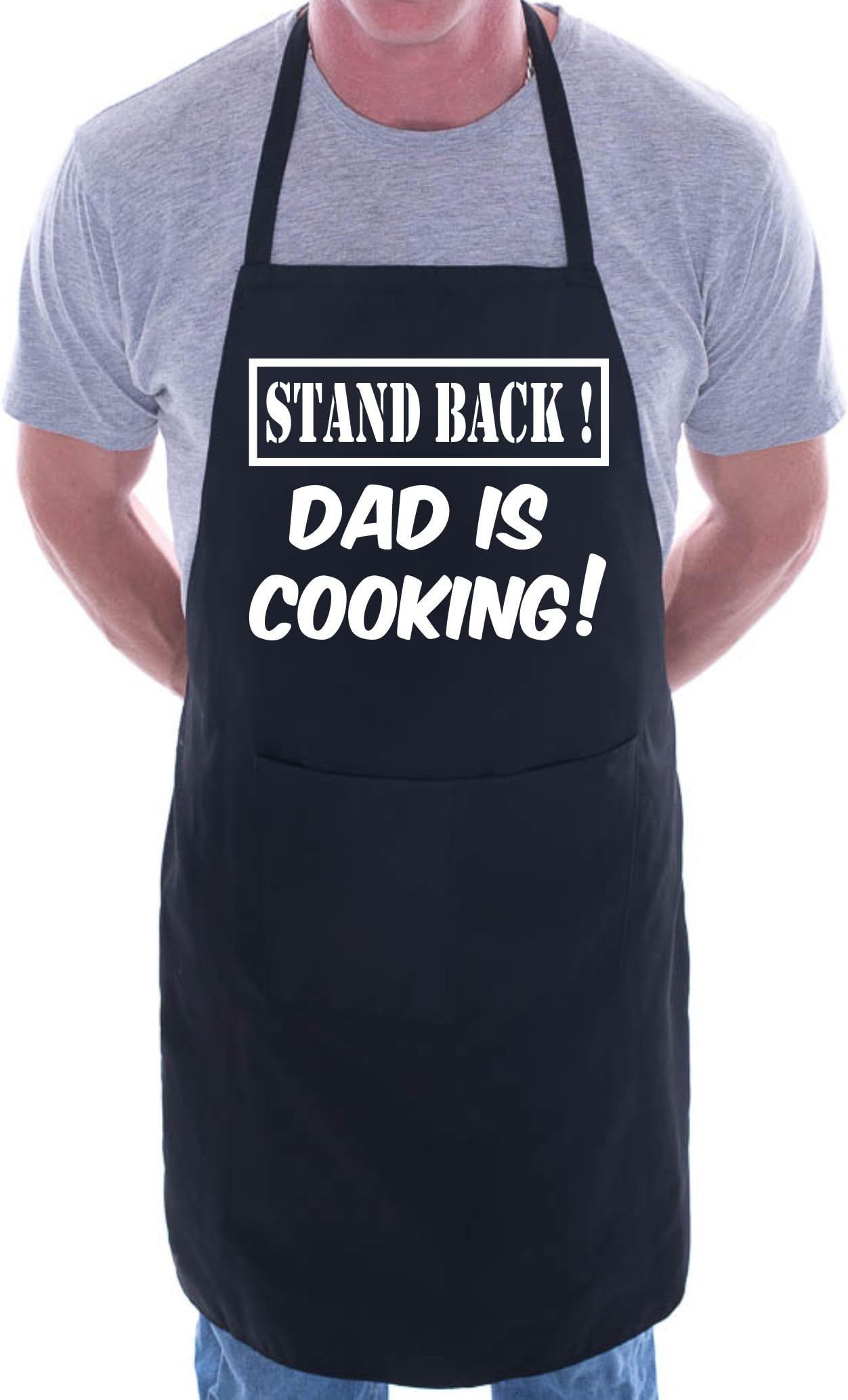Print4UStand Back Dad Is Cooking BBQ Cooking Novelty Apron
