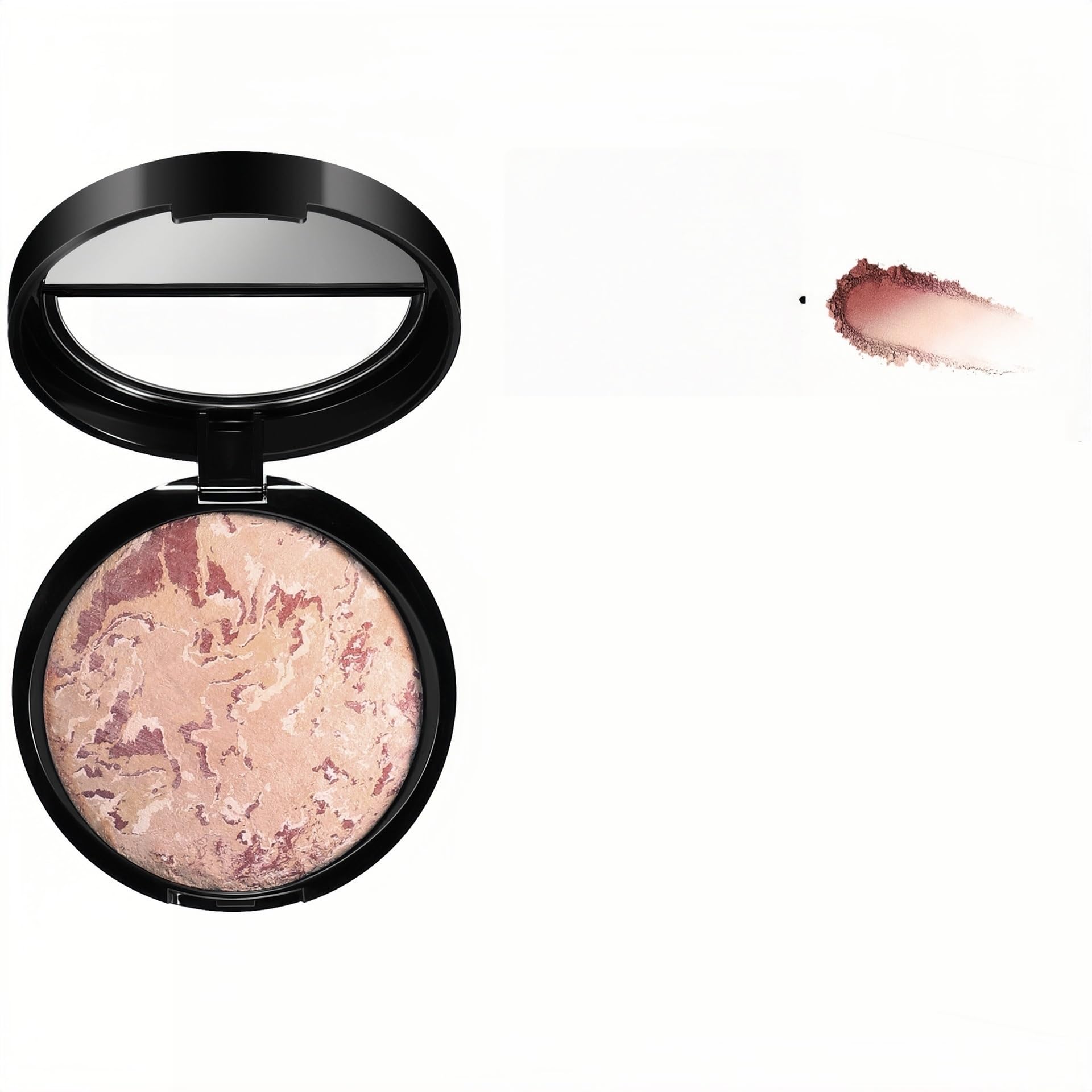 MAEPEOR Baked Setting Powder Brighten Color Correcting Powder Foundation Natural Smooth Lightweight Oil-Control Pressed Foundation (04 Medium Beige)