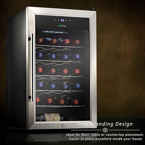 Vista 23 de NutriChef - Refrigerador para 12 botellas de vino termoeléctrico, para encimera Refrigerador, refrigerador de funcionamiento silencioso, Compresor