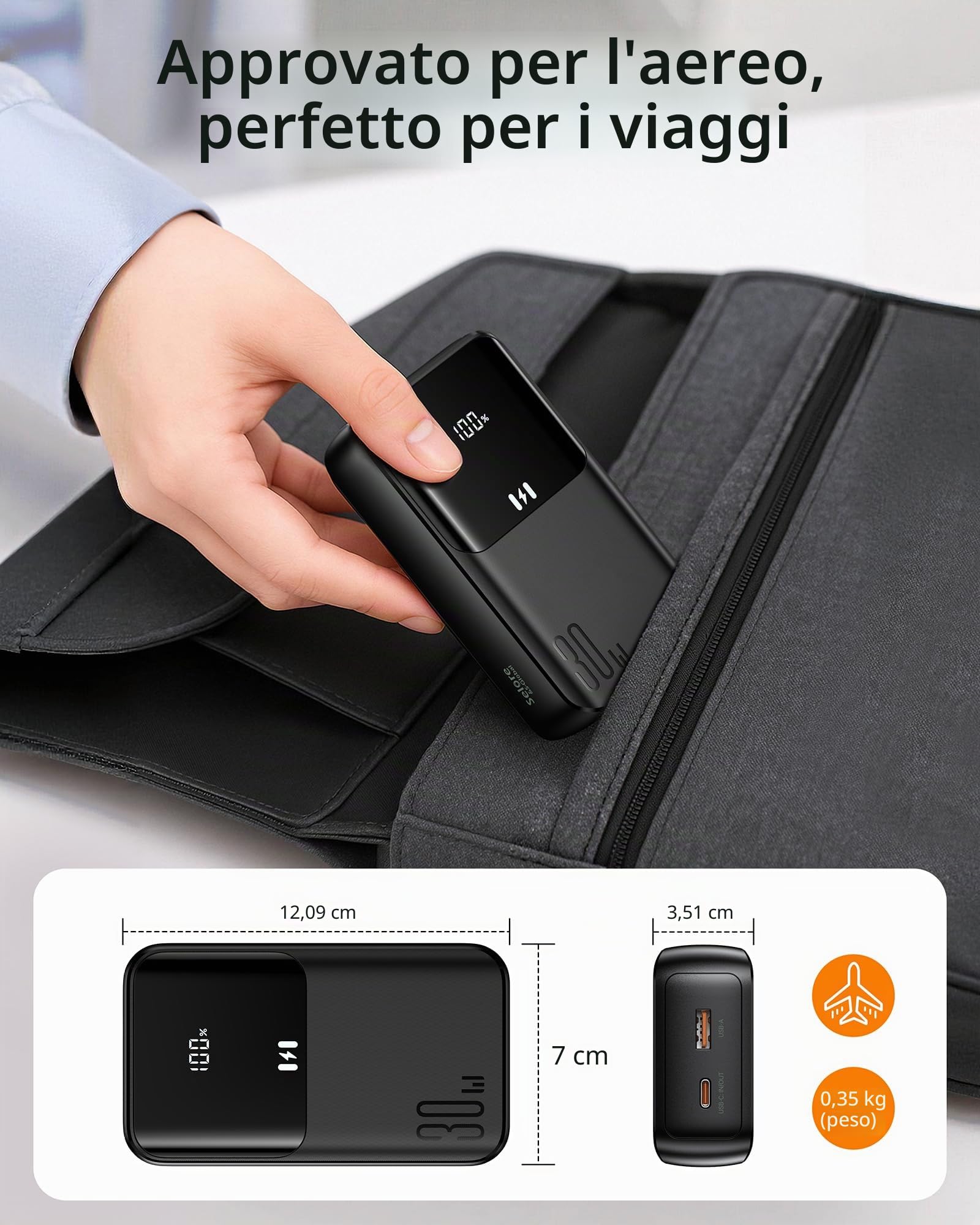 Selore&S-Global Power Bank, 20000mah 30W Caricatore Portatile Ricarica Rapida, Powerbank con Cavi Integrati, 4 Outputs, USB C Batteria Esterna per iPhone 17 16 15 14 13 MacBook Samsung Galaxy iPad