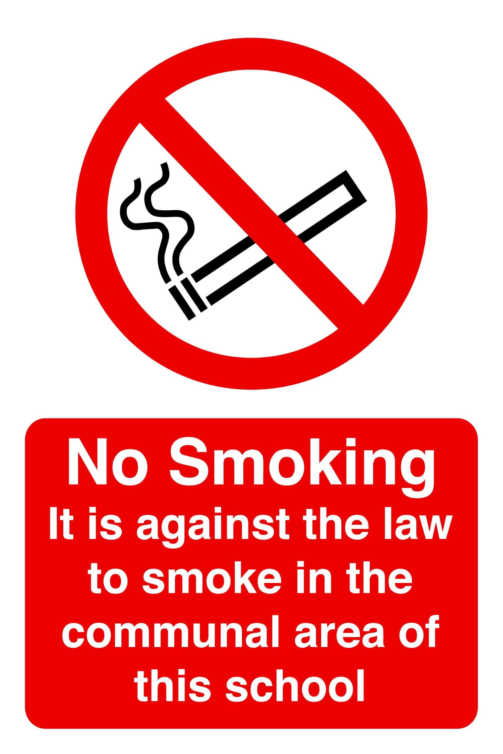 Safety First Display LTD No smoking it is against the law to smoke in school sign - 1.2mm Rigid plastic for indoor/outdoor usage (300mm x 200mm) Viewing Distance within 7m.