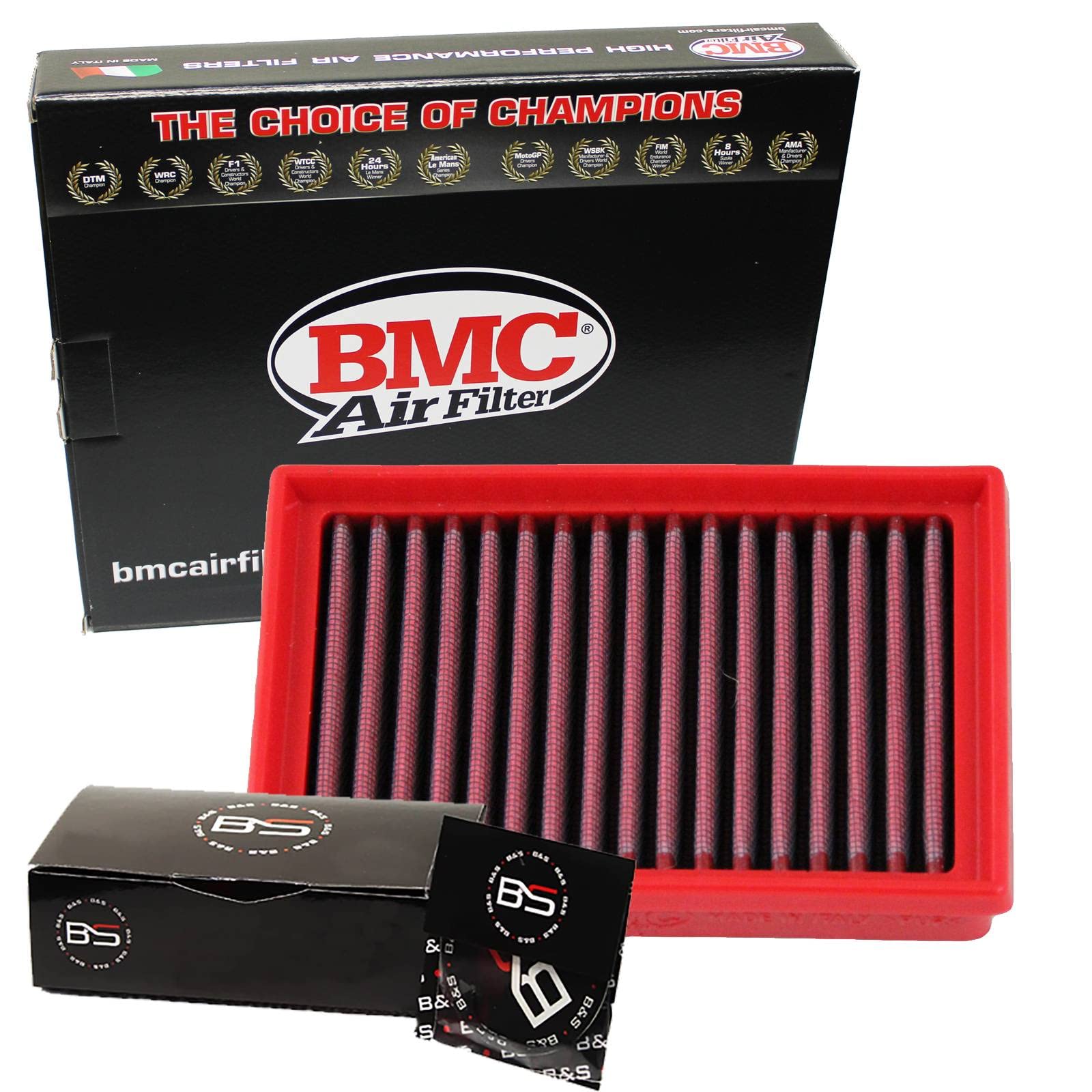 B&S Kit Filtro Aria Sportivo Aspirazione Rigenerabile Lavabile FB888/20 con Profumatore Interni