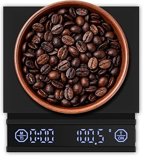 Pro Mael Espresso Coffee Scale with Auto Timer, 2kg/0.1g, Pour Over, Black | Auto and manual timer, brew-ratio display, USB-C rechargeable, slim fit for espresso drip trays; espresso, pour-over, matcha