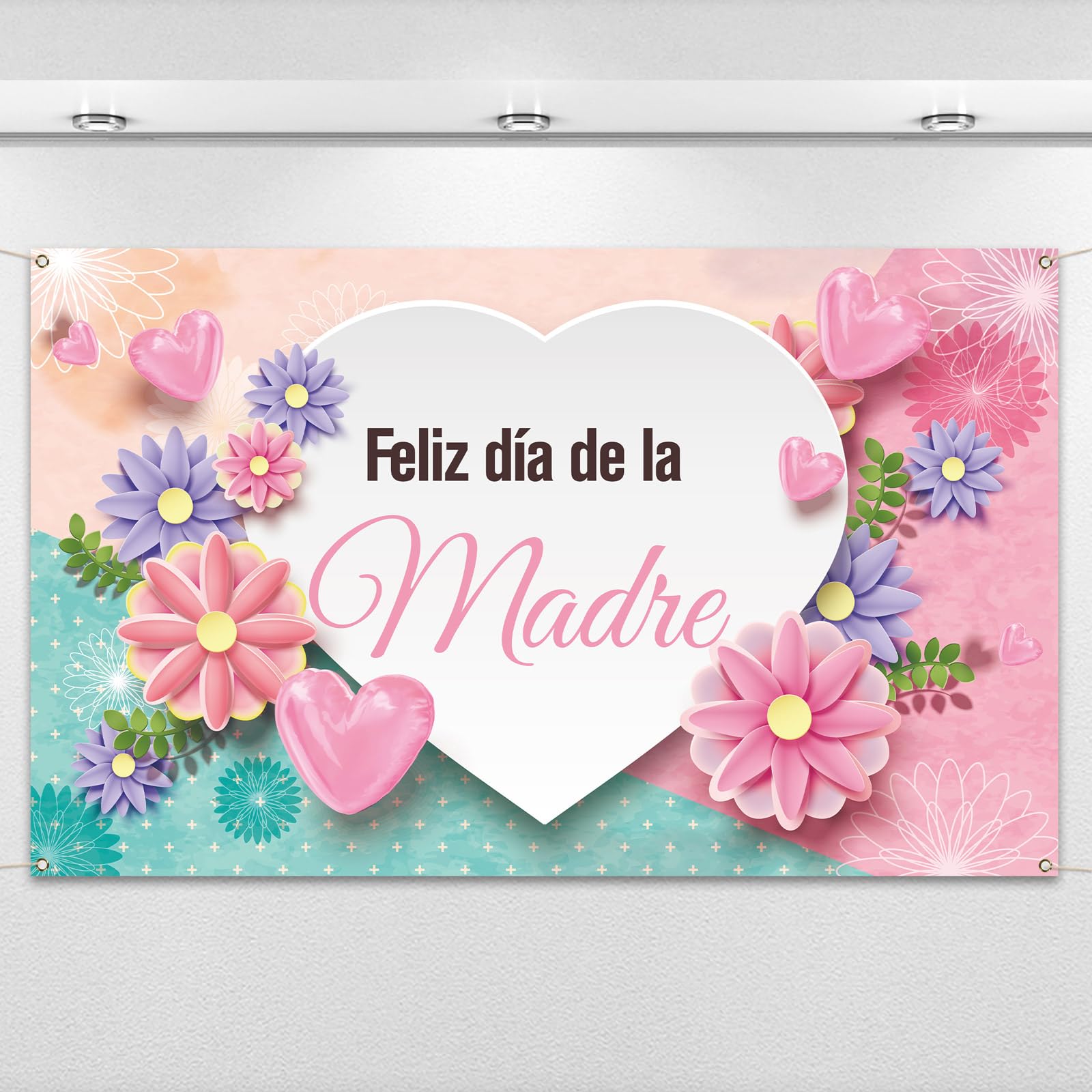 Nepnuser Feliz Dia De La Madre Photo Booth Backdrop Happy Mother's Day Decoration Best Mom Ever Indoor Outdoor Wall Decor (5.9×3.6ft)