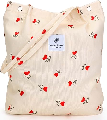 Vista 280 de Tote - Bolsa de hombro reutilizable de pana de gran capacidad con bolsillos interiores para mujeres y niñas Rayas