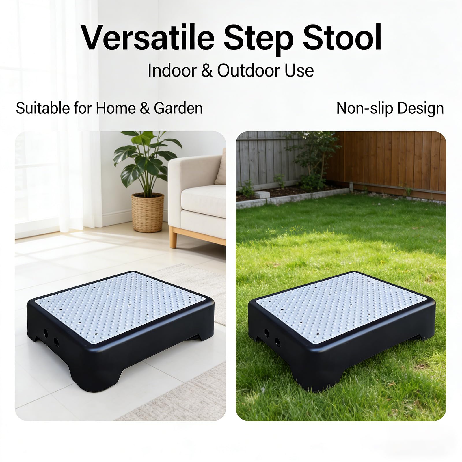 Antideslizante semiescalón escalón interior exterior 200 kg ayuda ascenso portátil taburete cama escaleras negro luminoso