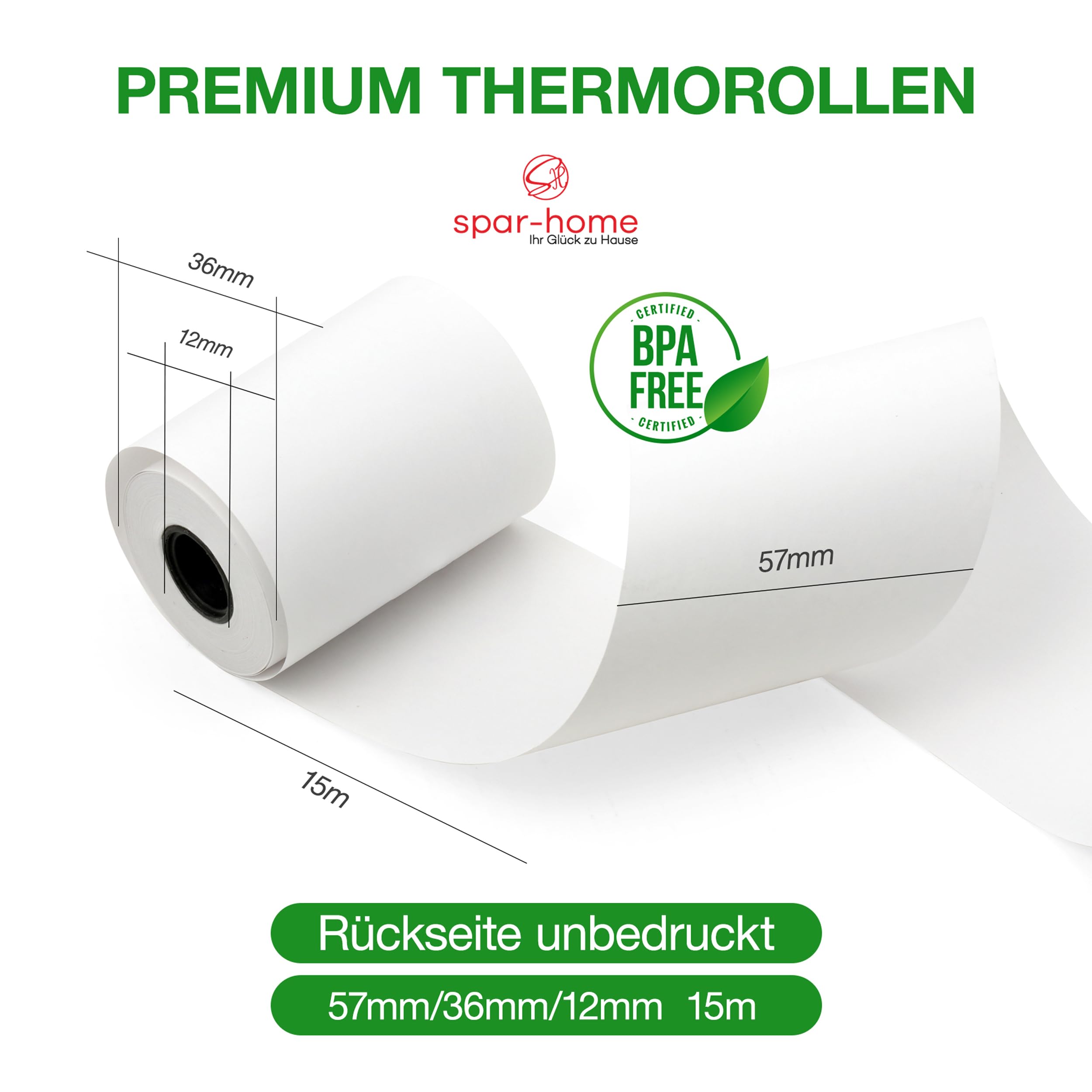 50x Kassenrollen 57mm x 15 meter - Thermorollen für Thermo Kasse Bondrucker Kasserollen EC-Cash Rollen Thermopapier Bonrollen für EPOS-Drucker Rechner Kassenbondrucker