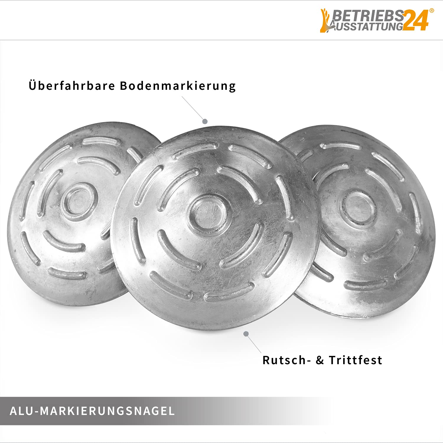 Markierungsnagel 10 Stück - Durchmesser 10,0 cm Aluminium - Zum Einschlagen oder Einbetonierung - Parkplatzmarkierung - Mit spitzem Schaft