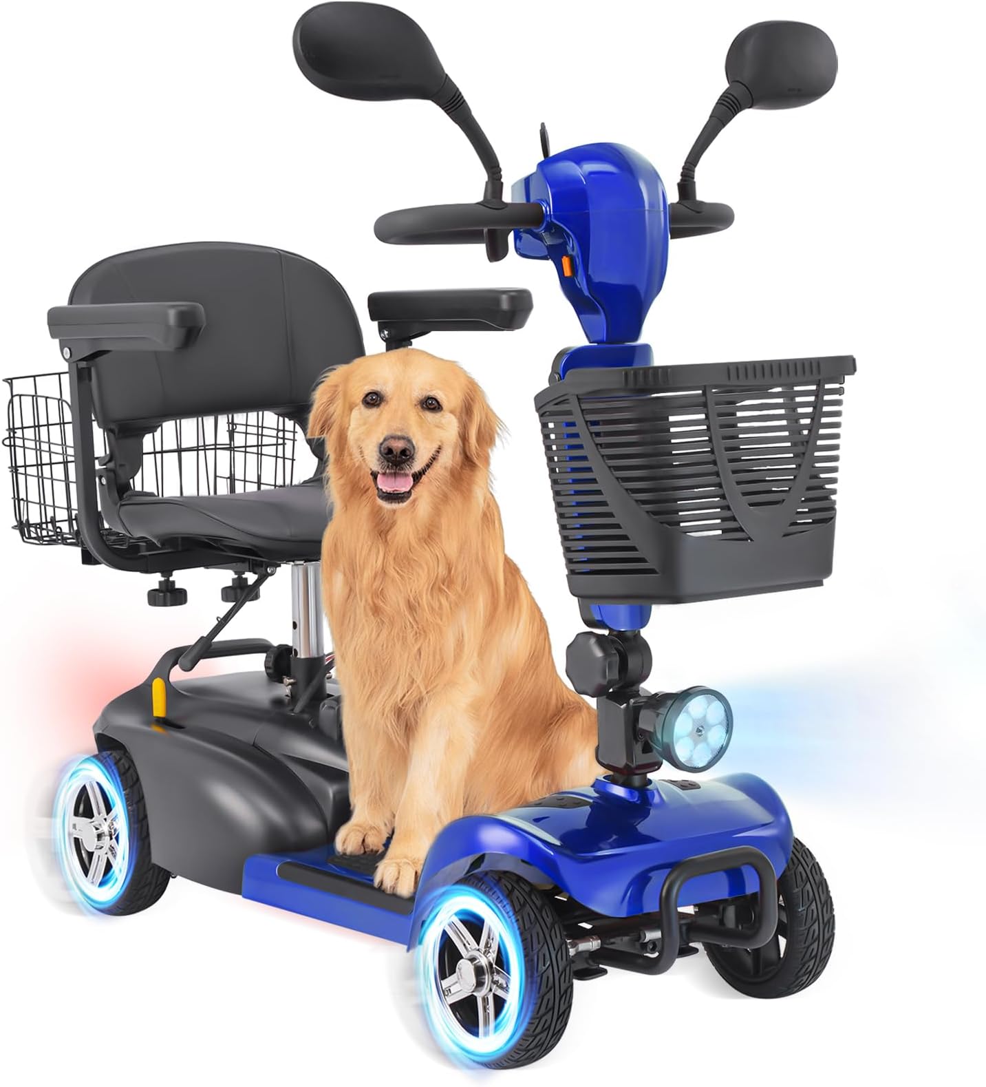4 Wheel Mobility Scooters for Seniors - Up to 15 Miles Range,Folding Powered Mobility Scooter Device w/600WH Battery,Only 58 lb Weight, Dual Basket, 300 lb Capacity, Compact