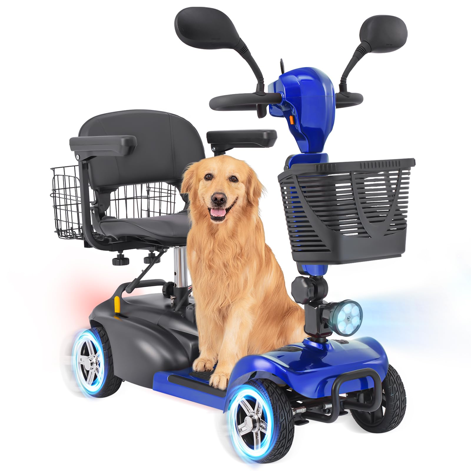 4 Wheel Mobility Scooters for Seniors - Up to 15 Miles Range,Folding Powered Mobility Scooter Device w/600WH Battery,Only 58 lb Weight, Dual Basket, 300 lb Capacity, Compact