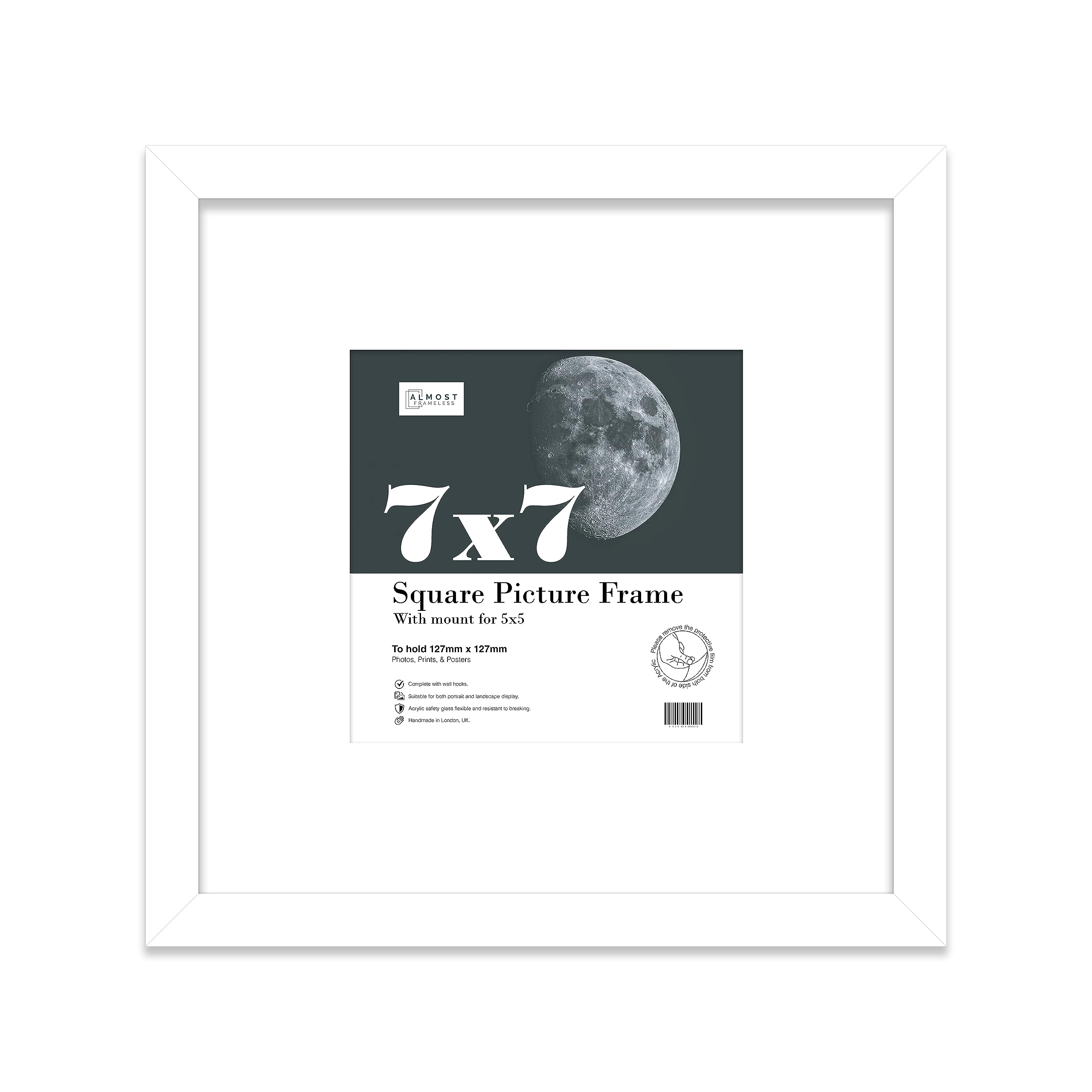 7X7" White Picture Frame7X7" Square Frame With 5X5" Mount For 7X7"/5X5" Pictures Moderrn Style Thin Edge1 Pack from B&Q