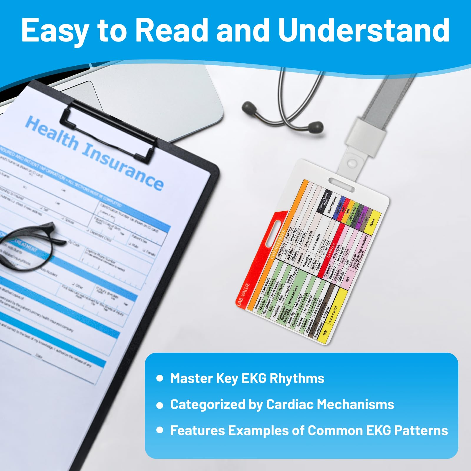 4 Pcs ECG Ruler Set, Transparent ECG 7 Step Ruler, Dual-Sided ECG Card, Badge Pocket ECG Card - Image 4