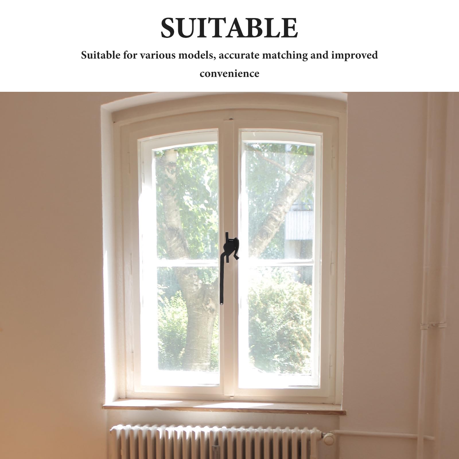 TEHAUX Manivelle Manuelle pour Ouvre-fenêtre Coulissante Verticale en Alliage de Zinc Noir, Poignée Robuste en Acier Inoxydable, Facile à Utiliser pour Fenêtres à Battants
