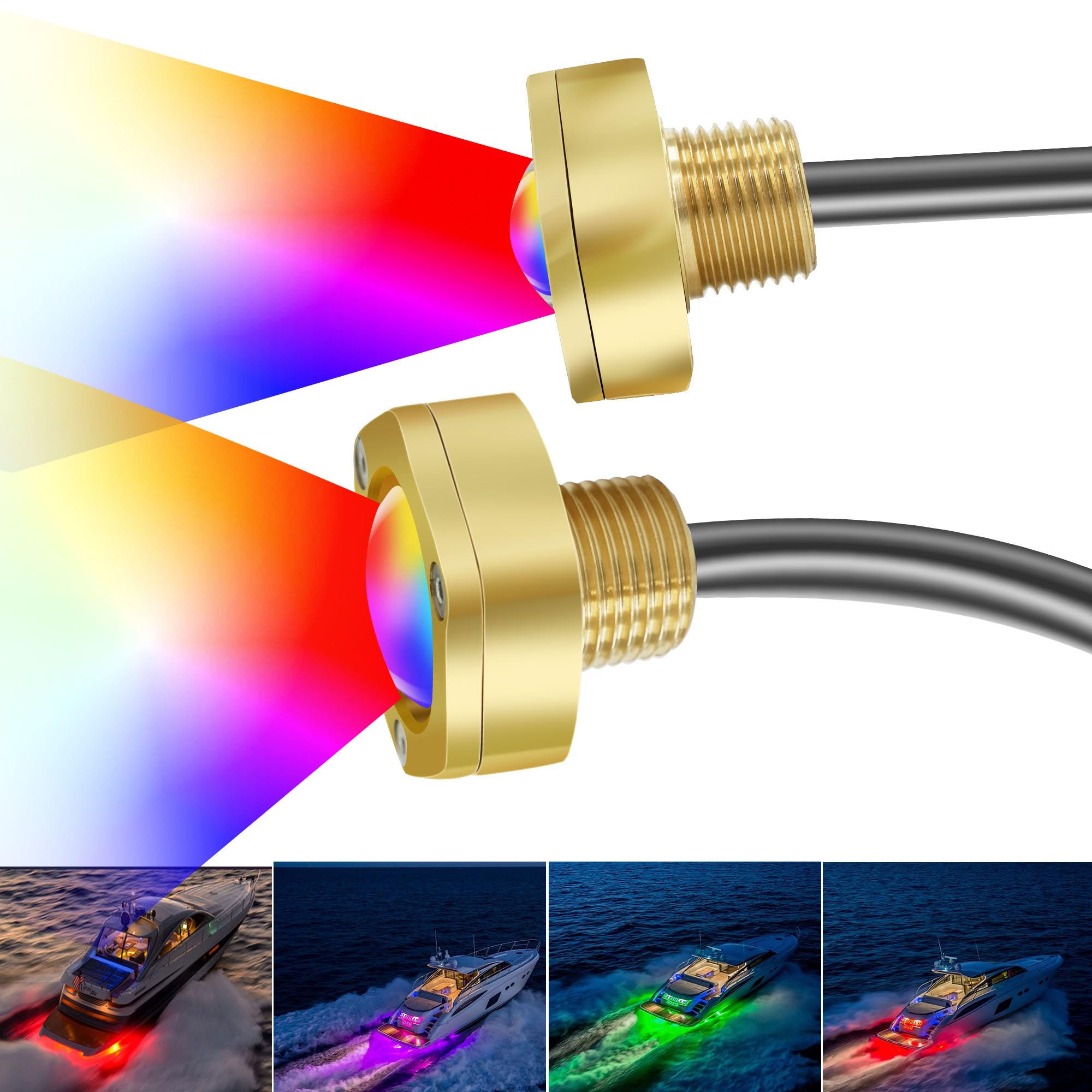 JXOFROAD 2PCS RGBW IP68 Underwater 1/2