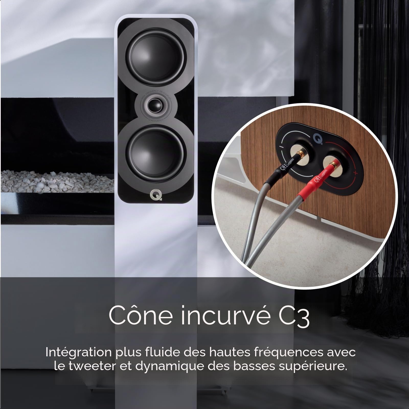 Q Acoustics 5040 Blanc Mat - Enceinte Colonne (la paire)