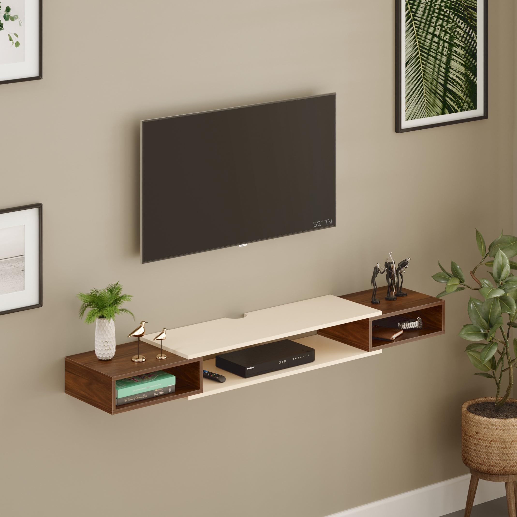 BLUEWUD Toska Engineering Wood Wall Mount TV Entertainment Unit Set To