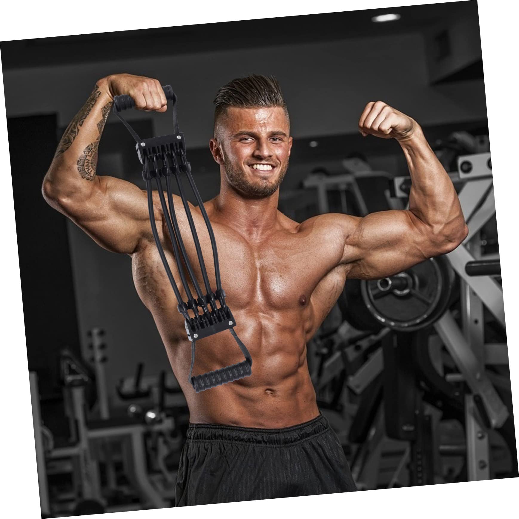 BESTonZON Widerstandsband Brusttrainer Kreativer Fitness Expander für Zuhause Schwarz für Krafttraining und Fitnessanwendungen