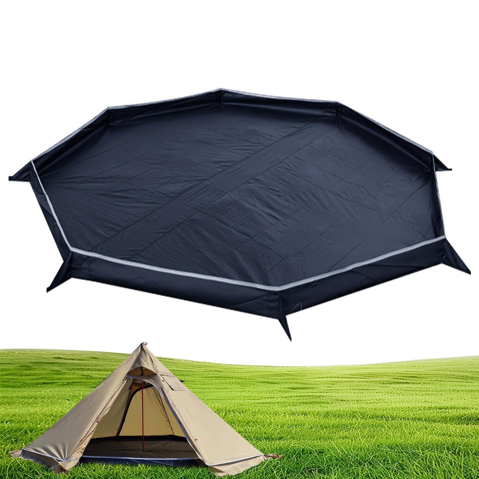 Tapis de Sol de Camping et de Pique-Nique – Bâche octogonale pour Une | utilisation en extérieur | Tapis de sol portable pour la plage, la randonnée, le hamac, tapis de pique-nique léger et impermé
