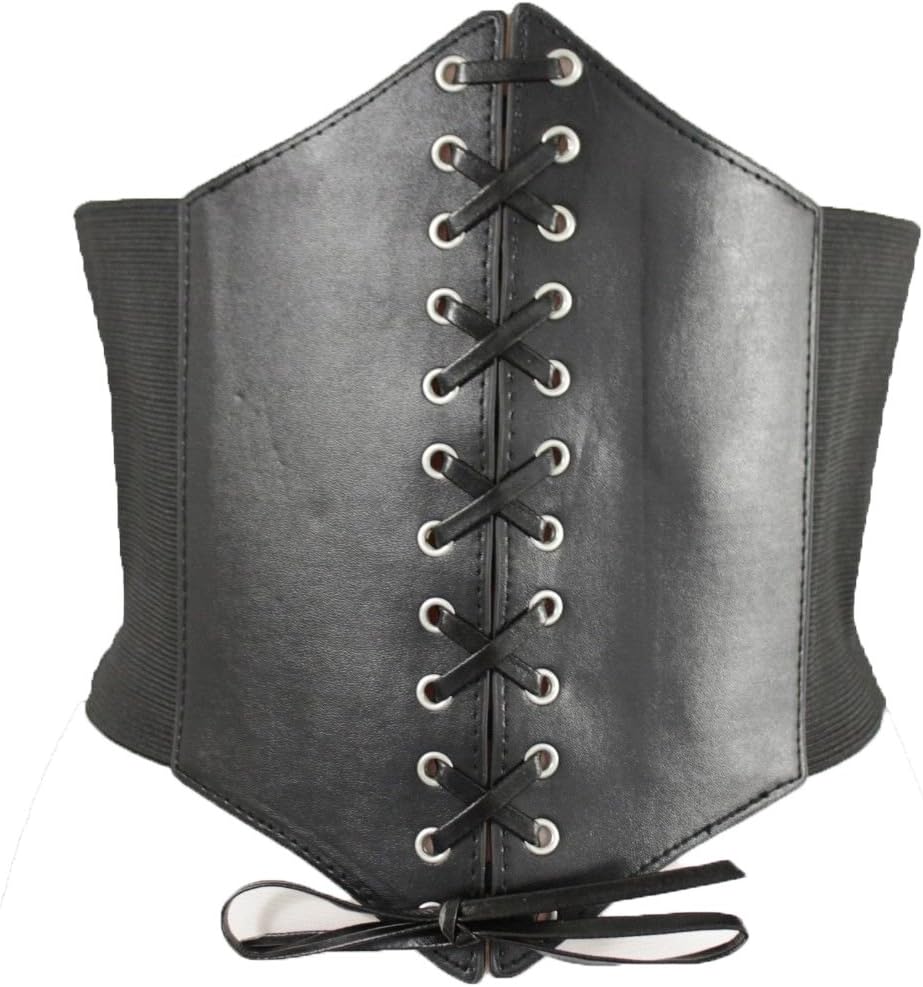 TFJ Women Fashion Corset Belt Elastic Band Hip High Waist Wide Plus Size M L Black