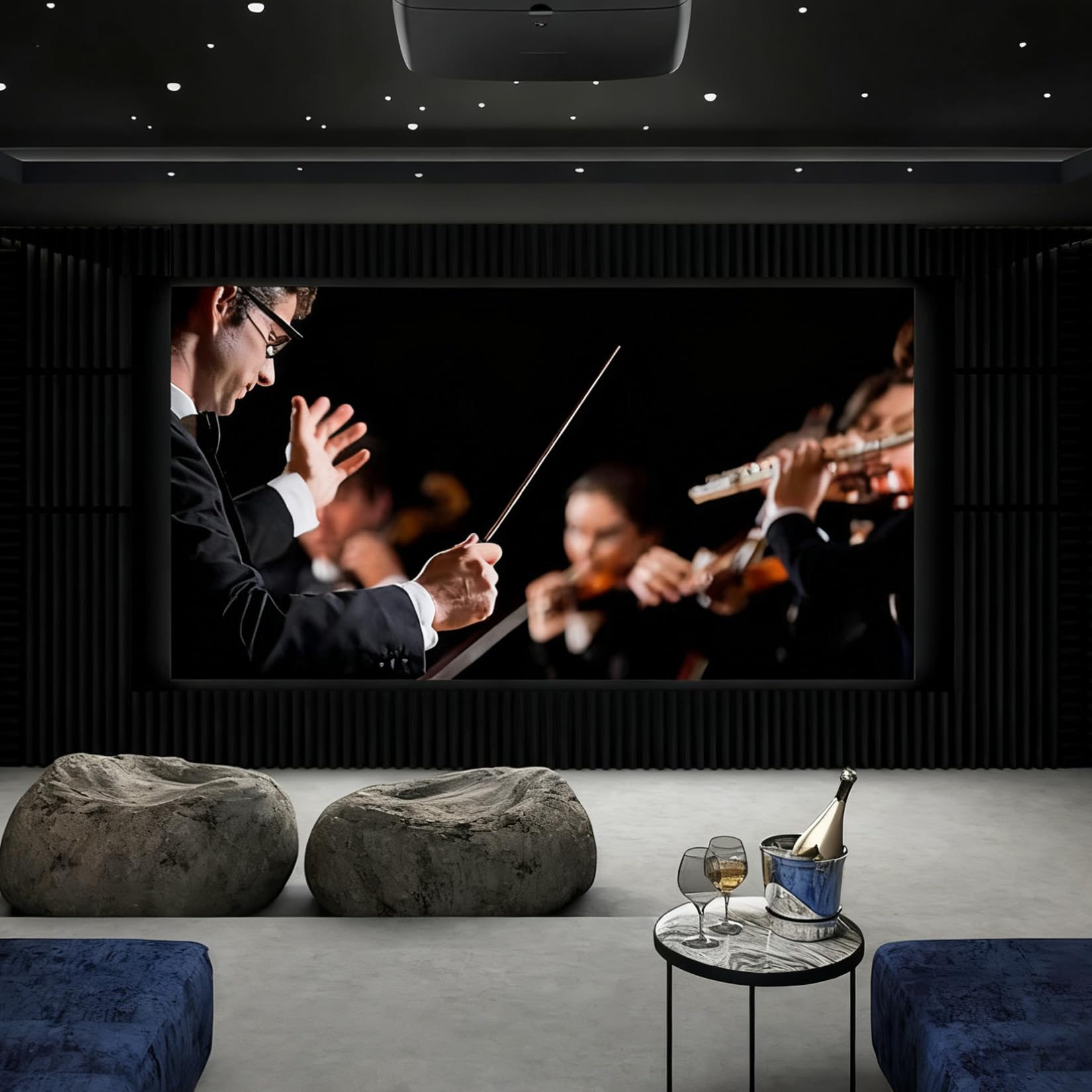 Garvee Akustikschaumstoff Selbstklebend–Hochdichte Schallabsorber & Geräuschdämmung – Optimale Schallisolierung für Studio, Büro, Heimkino – Vertikales Design, 4er Set, 120x60x5cm, Schwarz