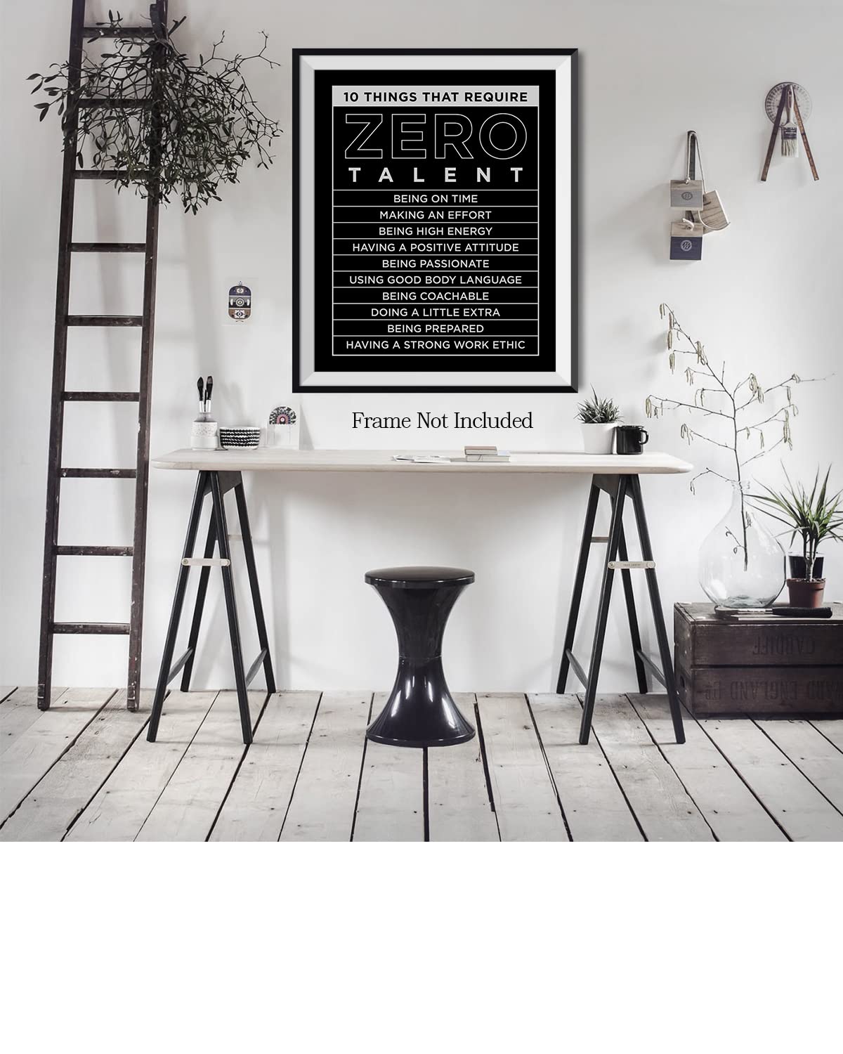 Motivate - Insegna in legno con scritta 10 Things That Require Zero