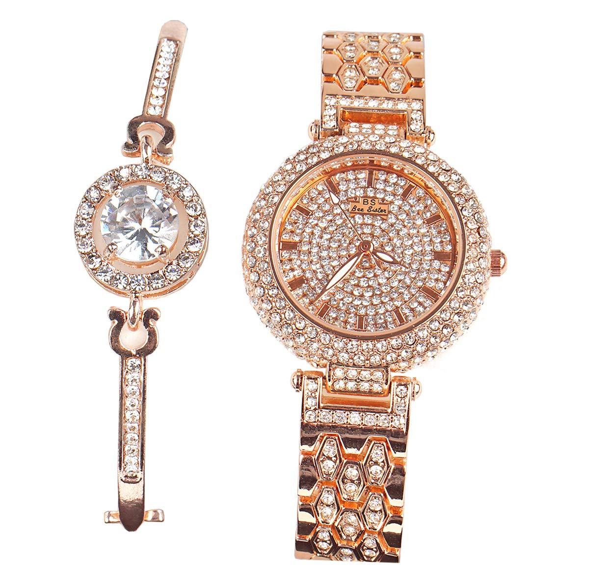 Luxury Women's Diamond Shining Bling Wrist Watch Bracelet Watches-Round Luxury Women Watch