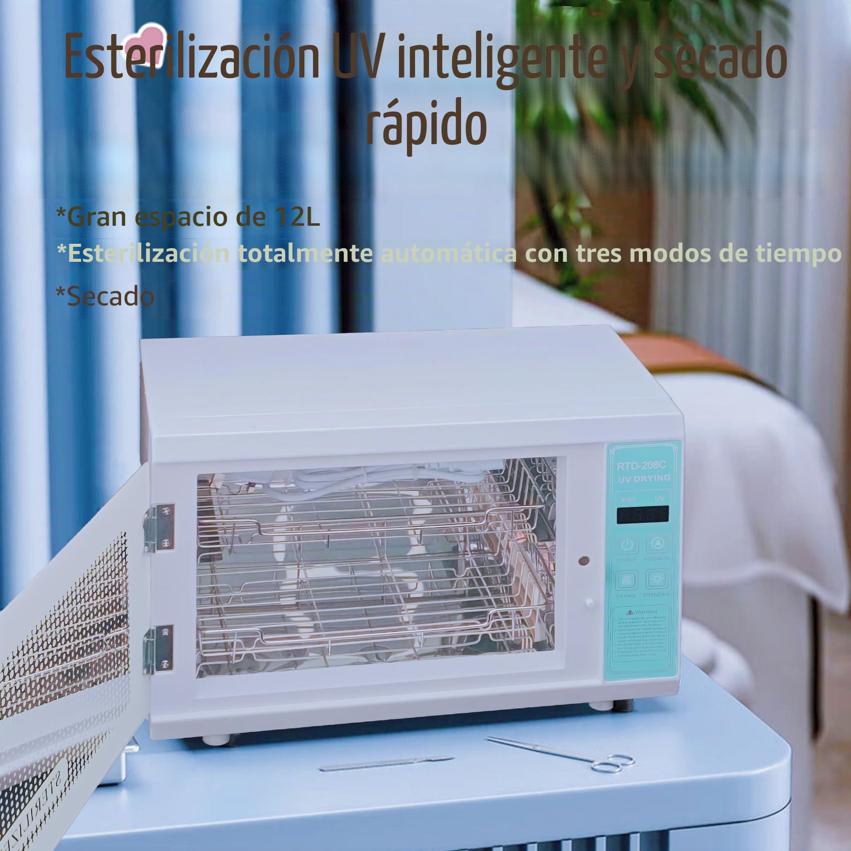 Esterilizador UV LED con Temporizador - Caja/Armario de Desinfección UV para Herramientas de Uñas, Manicura, Barbería, Salón de Belleza y Uso en Casa