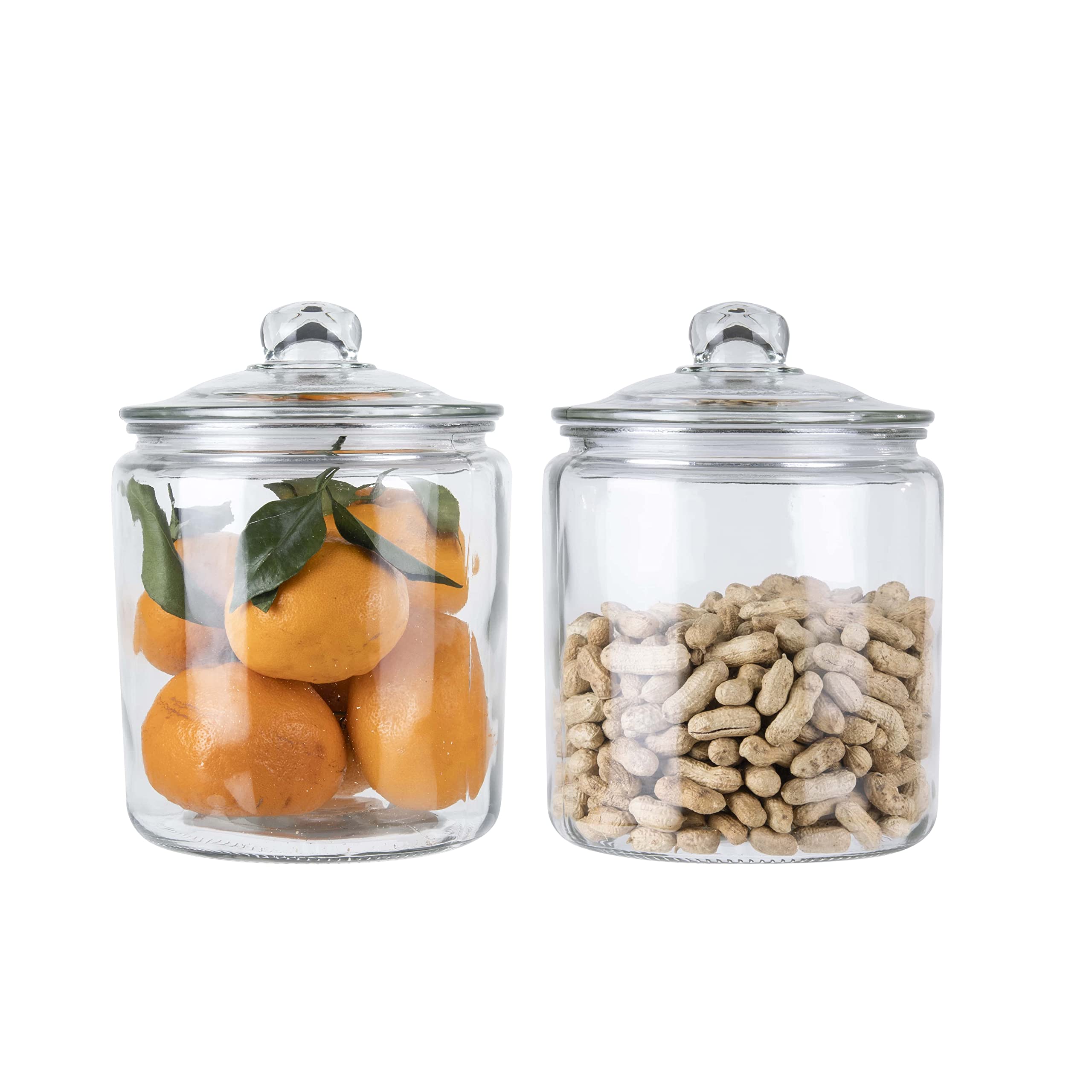 Ornami Clear Biscuit Glass Storage Kitchen Jar With Airtight Lid (4.2L, Set Of 2)