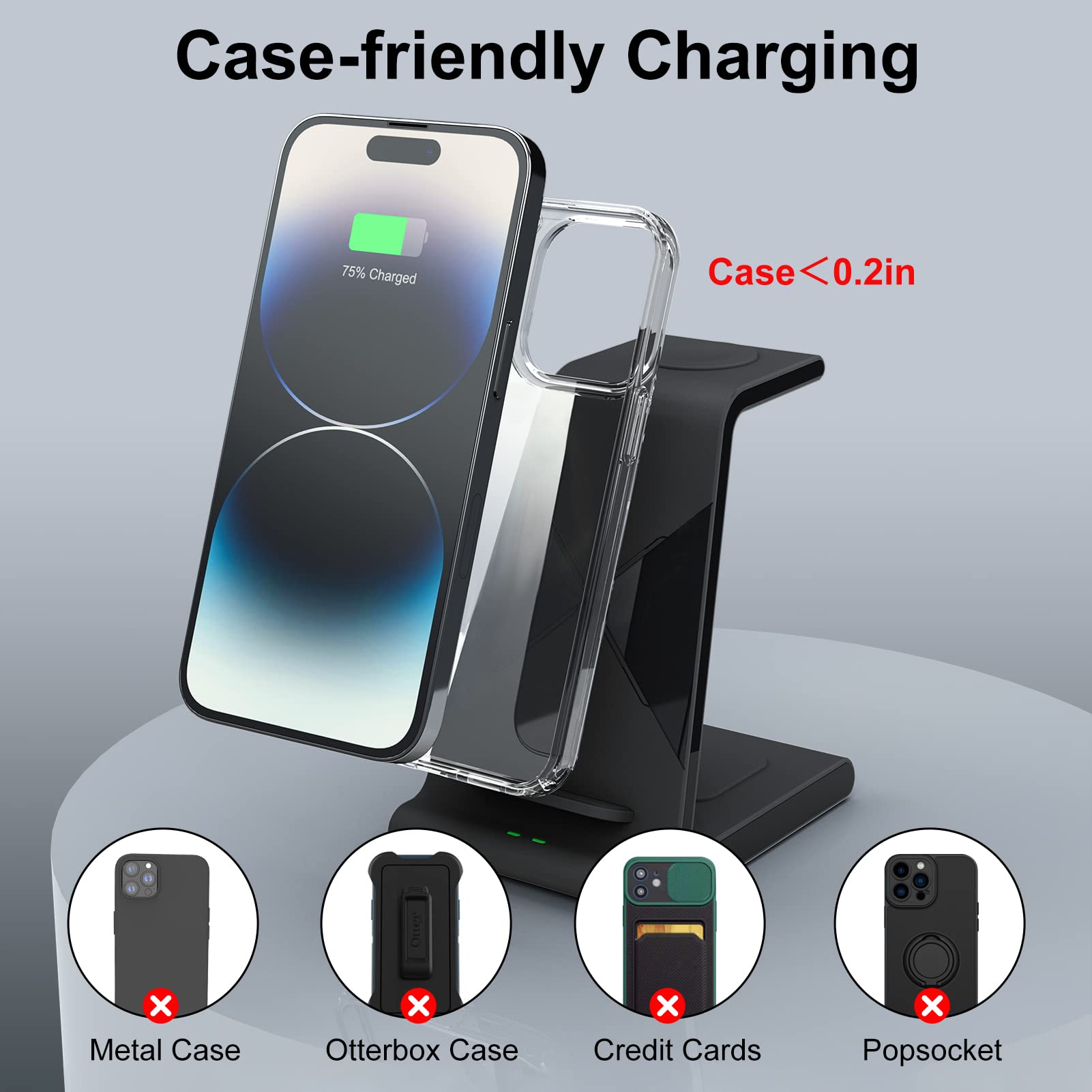 Phelinta Caricatore Wireless iPhone, Caricatore 3 in 1 Apple per iPhone 14/13/14 Pro/14 Pro Max, Stazione Ricarica iWatch 7/SE/6/5/4/3/2/1/Airpods Pro 2