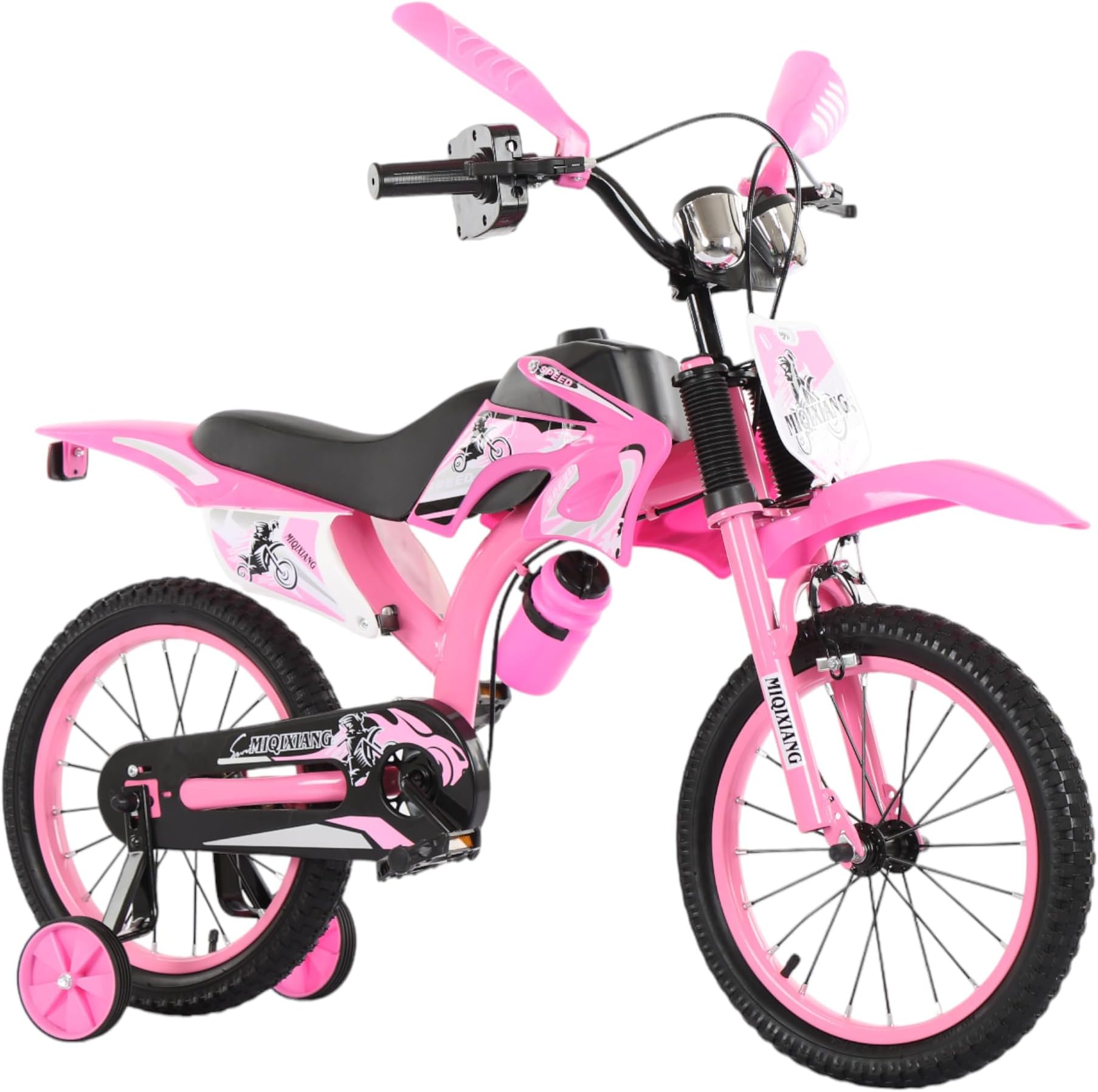 12" / 16" Boys Motorcross Bike with Stabilisers Black Red Green Blue Moto Wheels Kids Bicycle for Ages 2-9 Years Old Motorcycle Sound Motorcross