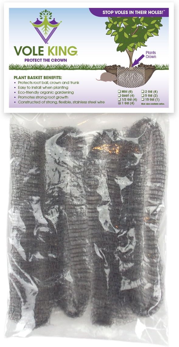 Plant Baskets - Gopher and Vole Baskets, 1 Gallon, Pack of 4 - Protect Plants, Trees, Flowers and Bulbs from Voles, Gophers and Moles - A One Time Solution, No Repellent Needed
