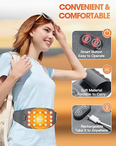 Miniatura 6 de Almohadilla térmica inalámbrica de jade natural, almohadillas térmicas plegables portátiles para calambres, almohadilla térmica menstrual suave con