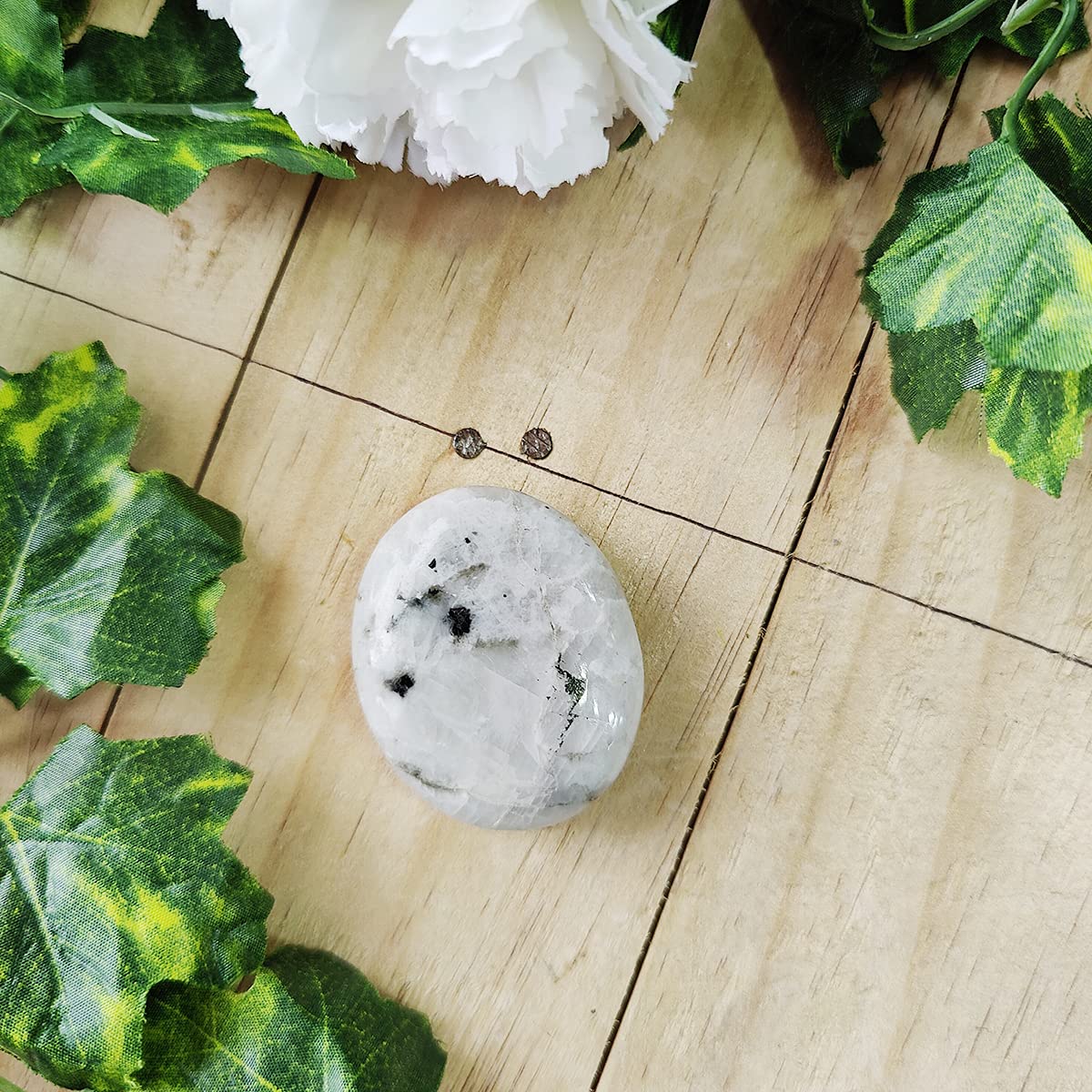 Rainbow Moonstone Crystal Palm Stone for Intuition & Emotional Balance | Natural Healing Crystal Gemstone for Meditation, Reiki & Vastu for Home | Spiritual Decorative Stone for Home Decor & Gifting