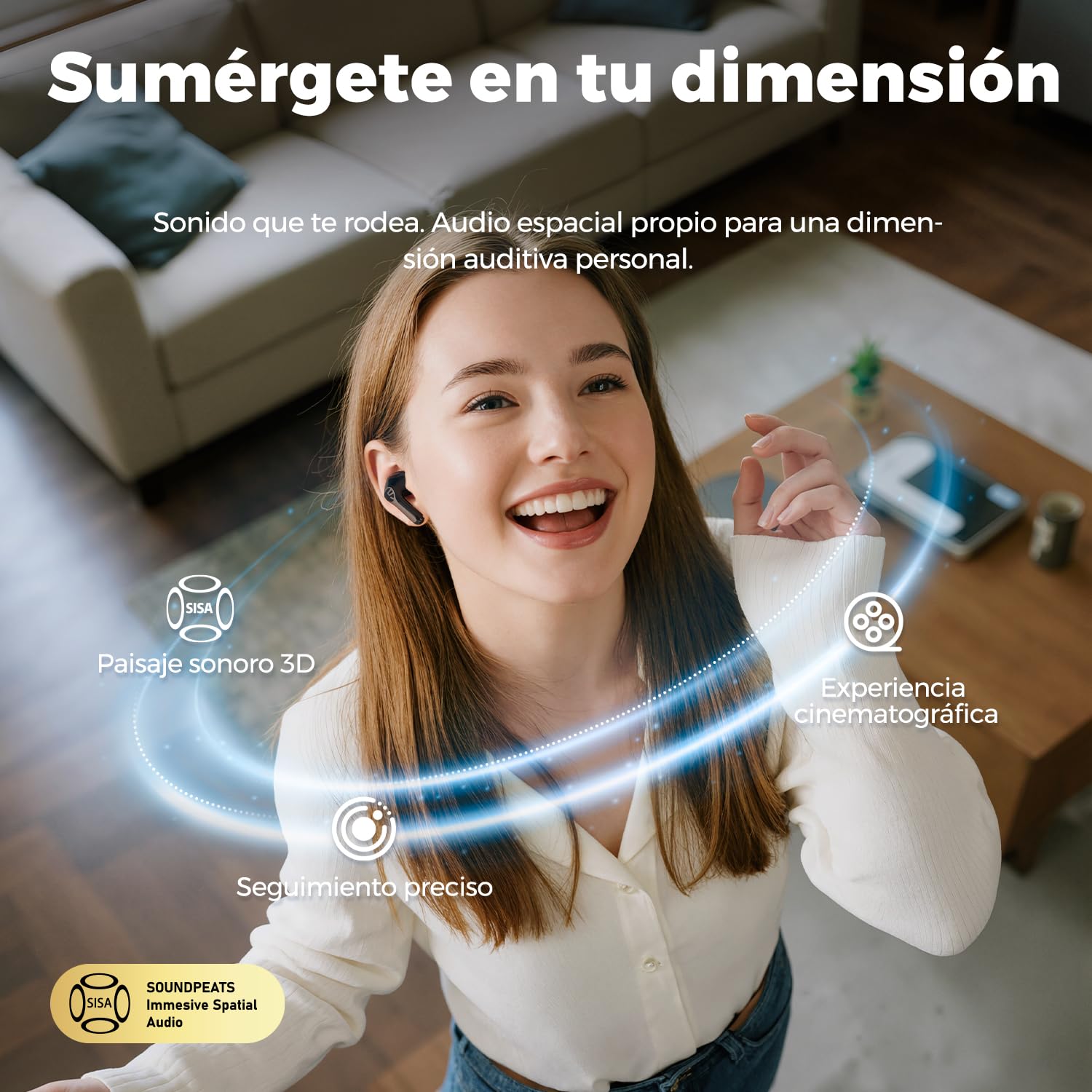 SoundPEATS Air6 HS Auriculares Inalámbricos BT 6.0, Cascos Semiabiertos con Controlador Biomagnético Triple de 13mm, Audio Lossless LDAC y Hi-Res, Cancelación de Ruido 4 Mic, 45H, IPX5, Carga Rápida