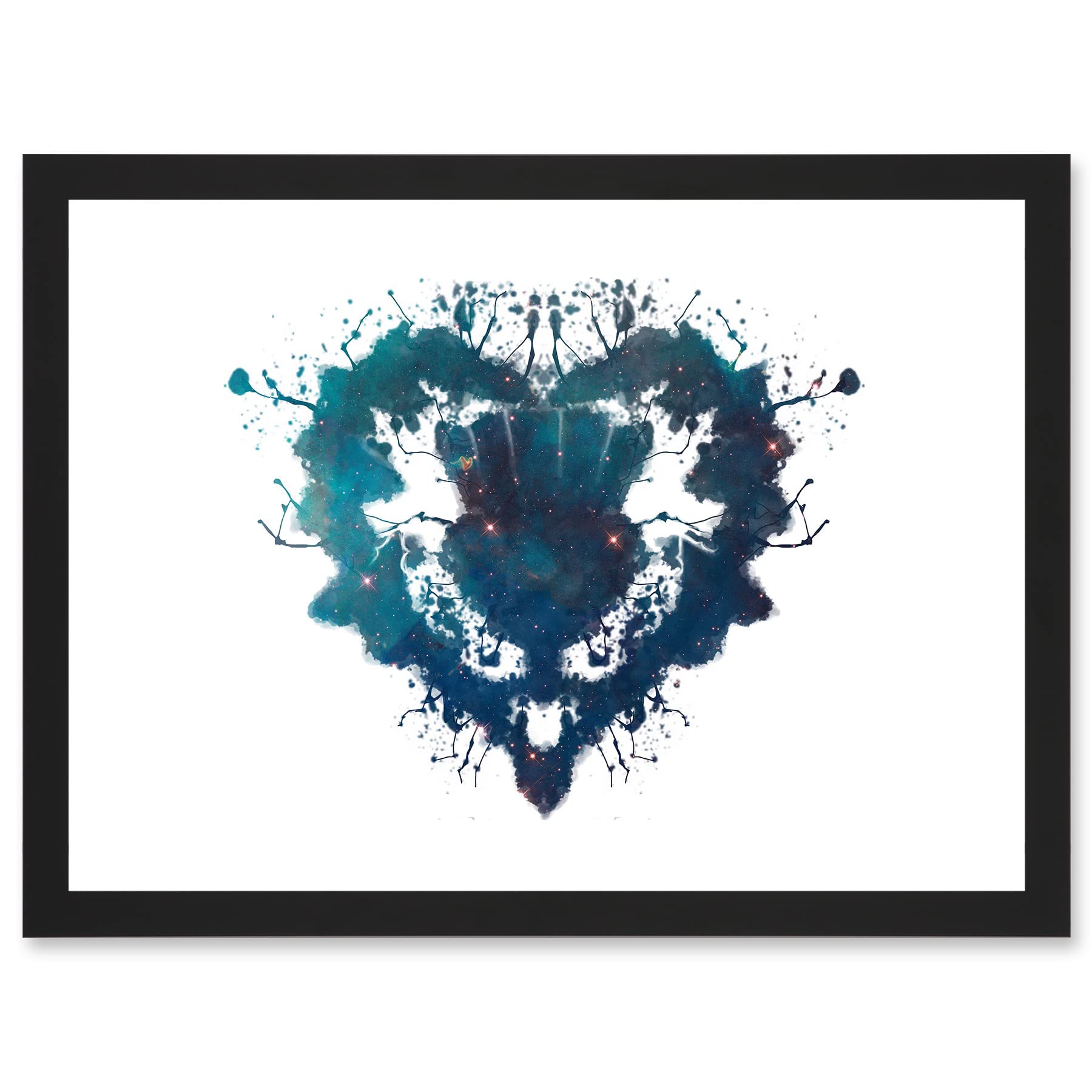 Wee Blue Coo Ink Splat Thistle Heart Scotland A4 Artwork Framed Wall Art Print